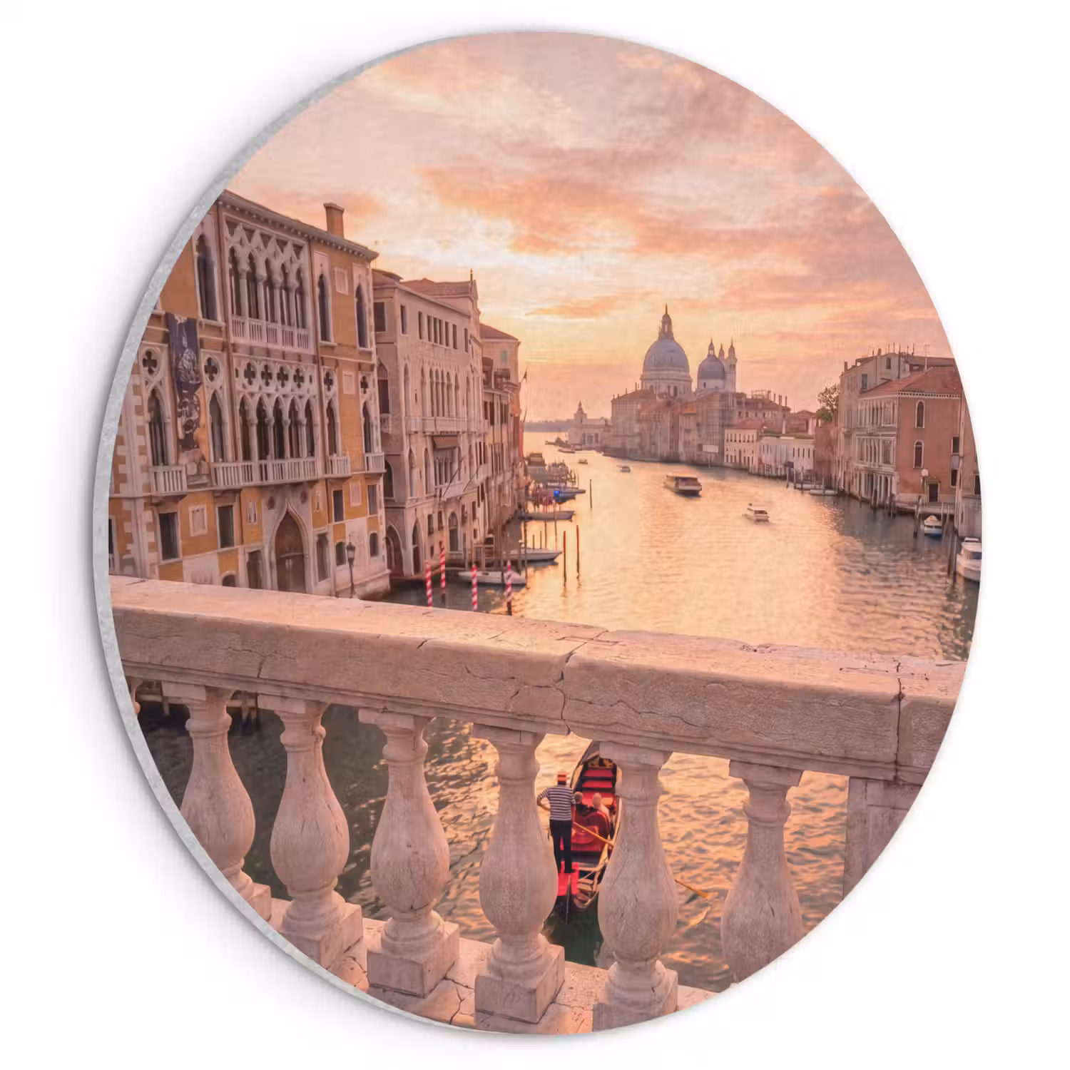 Stad - Venetië - Kanaal - Zonsopgang - Architectuur - Goud Akoestische PET Vilt - Rond klein -3d