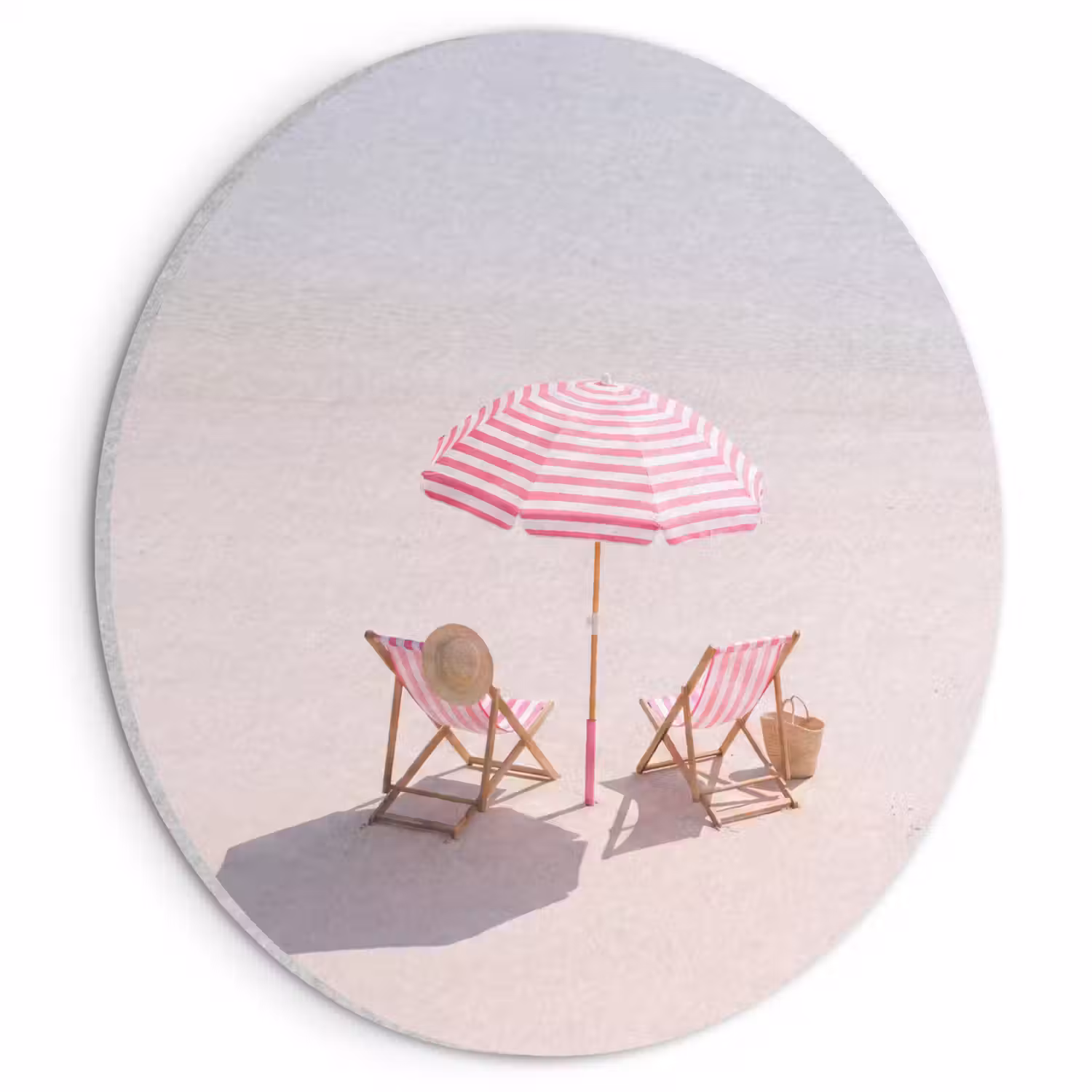 Strand - Parasol - Ligstoel - Zomer - Roze Akoestische PET Vilt - Rond klein -3d