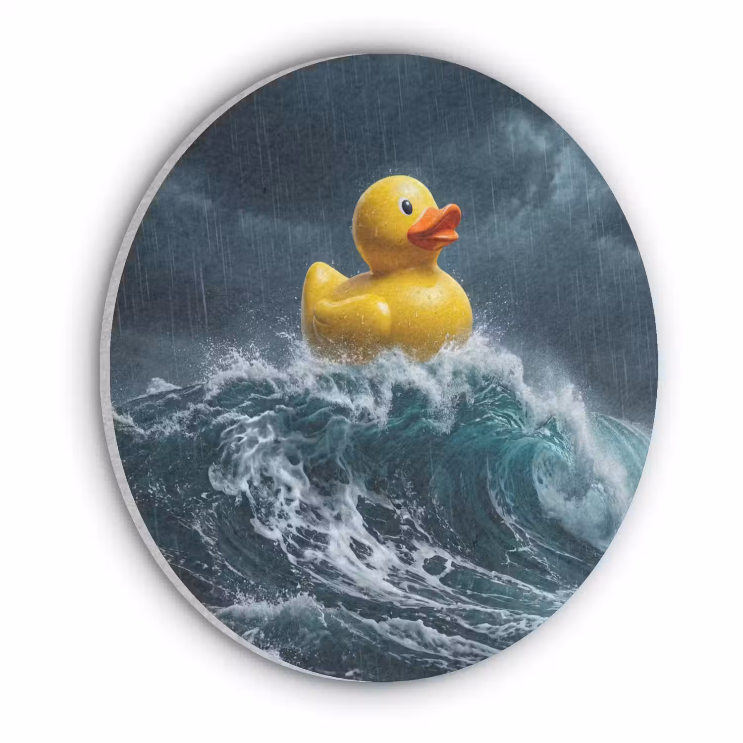 Storm - Badeend - Golven Akoestische PET Vilt - Rond klein -3d