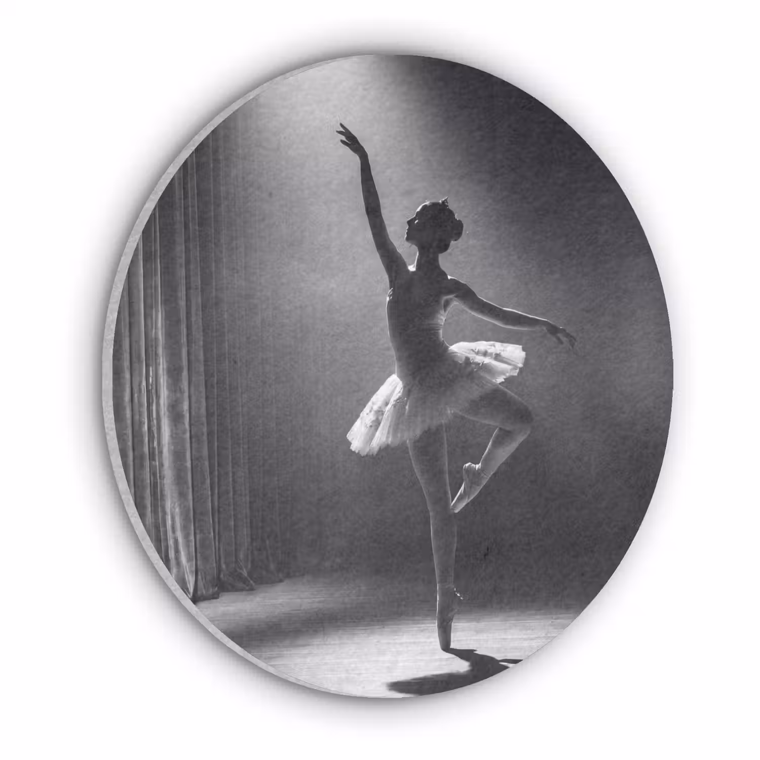 Danser - Podium - Zwart-wit - Kunst - Klassiek Akoestische PET Vilt - Rond klein -3d
