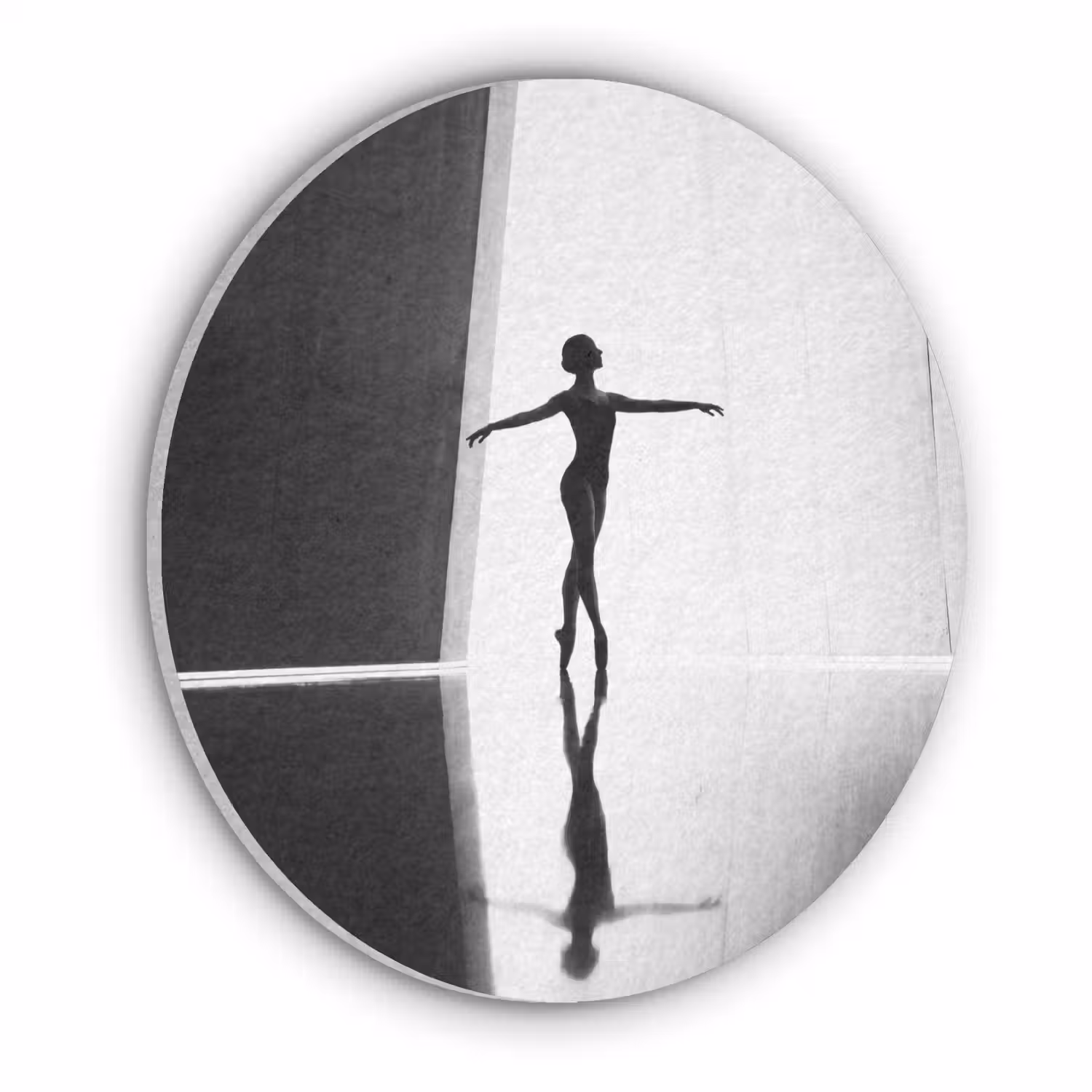 Danser - Silhouette - Kunst - Modern - Zwart-wit Akoestische PET Vilt - Rond klein -3d