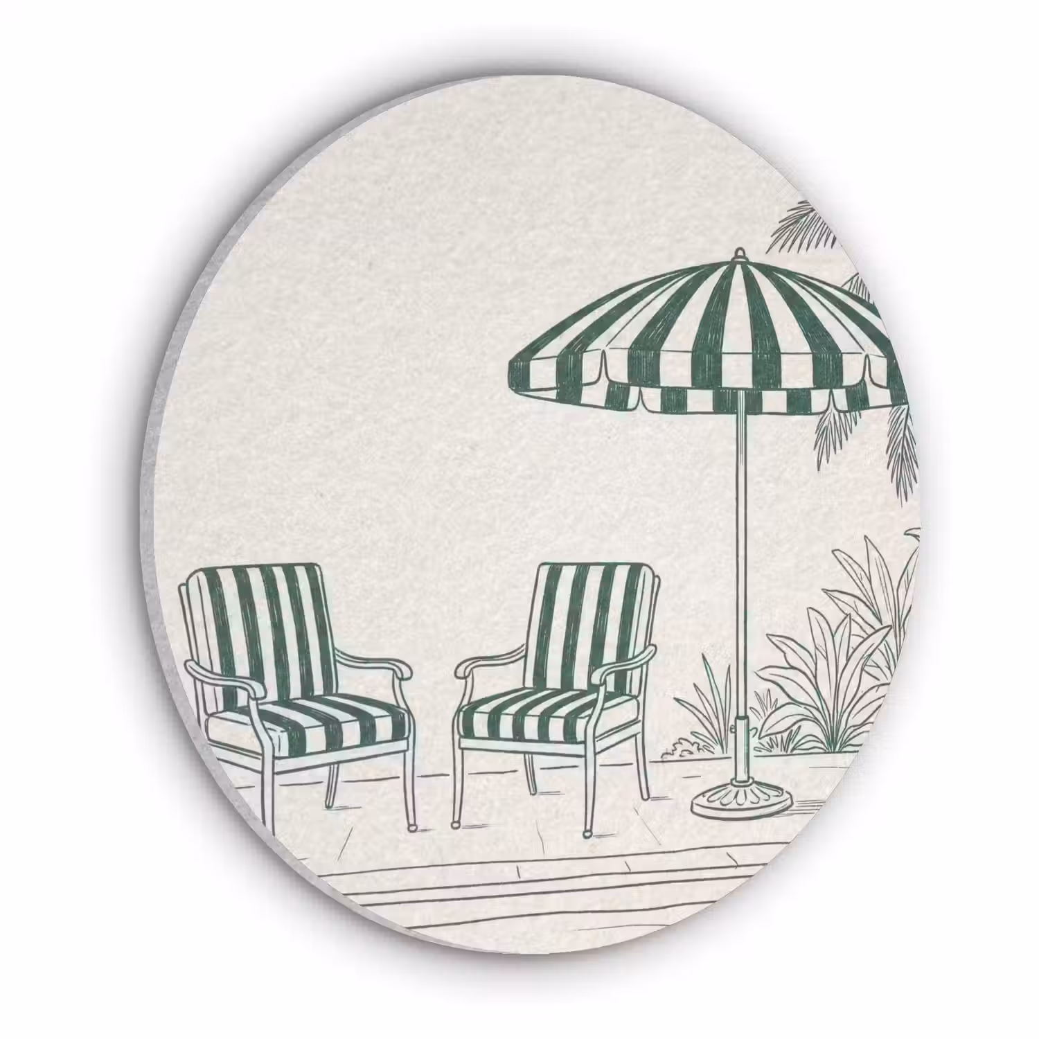 Terras - Illustratie - Groen Akoestische PET Vilt - Rond klein -3d