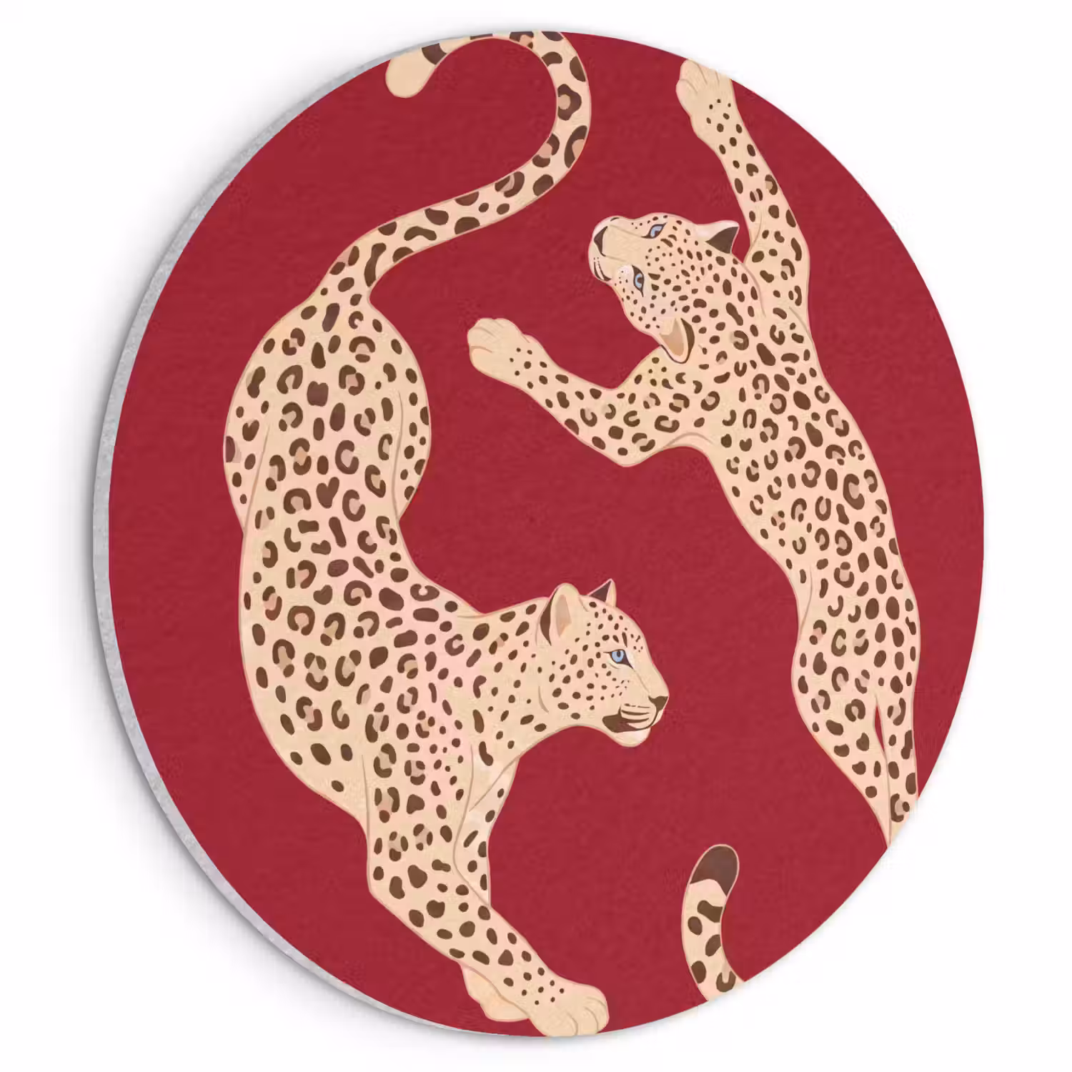 Dieren - Luipaard - Abstract - Rood - Modern Akoestische PET Vilt - Rond klein -3d