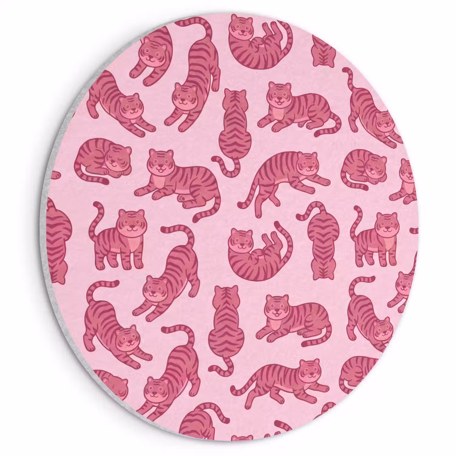 Dieren - Patroon - Roze - Speels - Cartoon Akoestische PET Vilt - Rond klein -3d