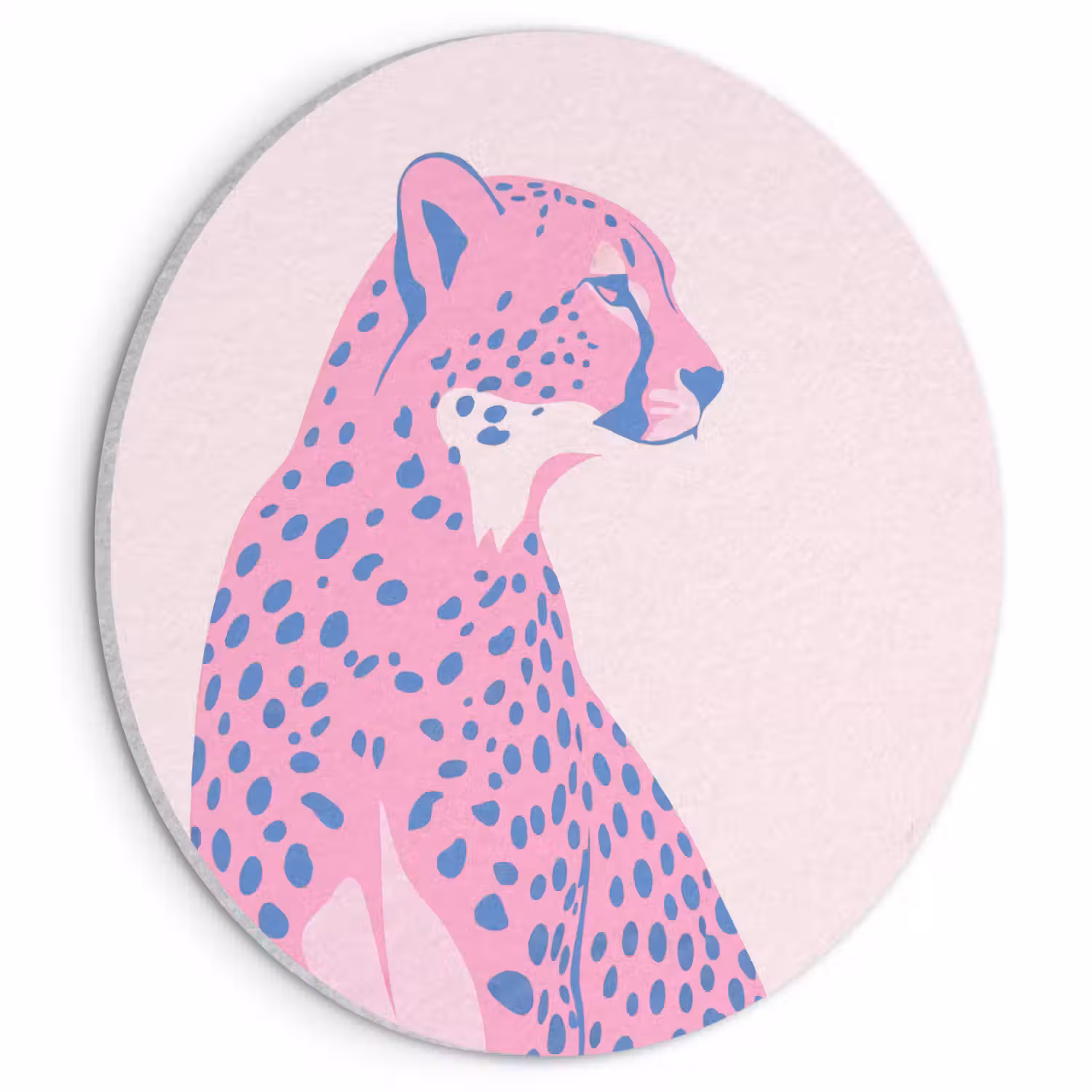 Dieren - Profiel - Abstract - Roze - Blauw Akoestische PET Vilt - Rond klein -3d