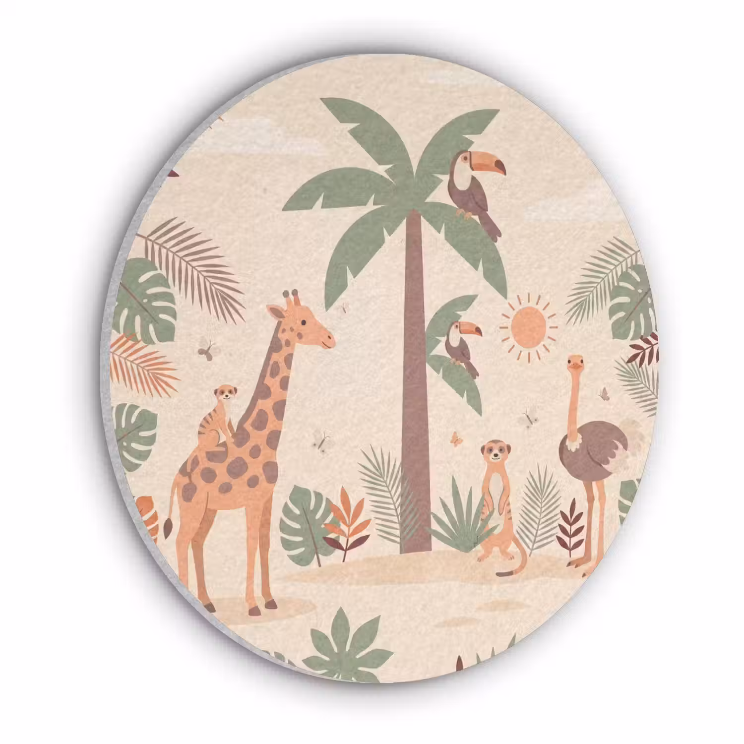 Dieren - Tropisch - Safari - Kleurrijk Akoestische PET Vilt - Rond klein -3d