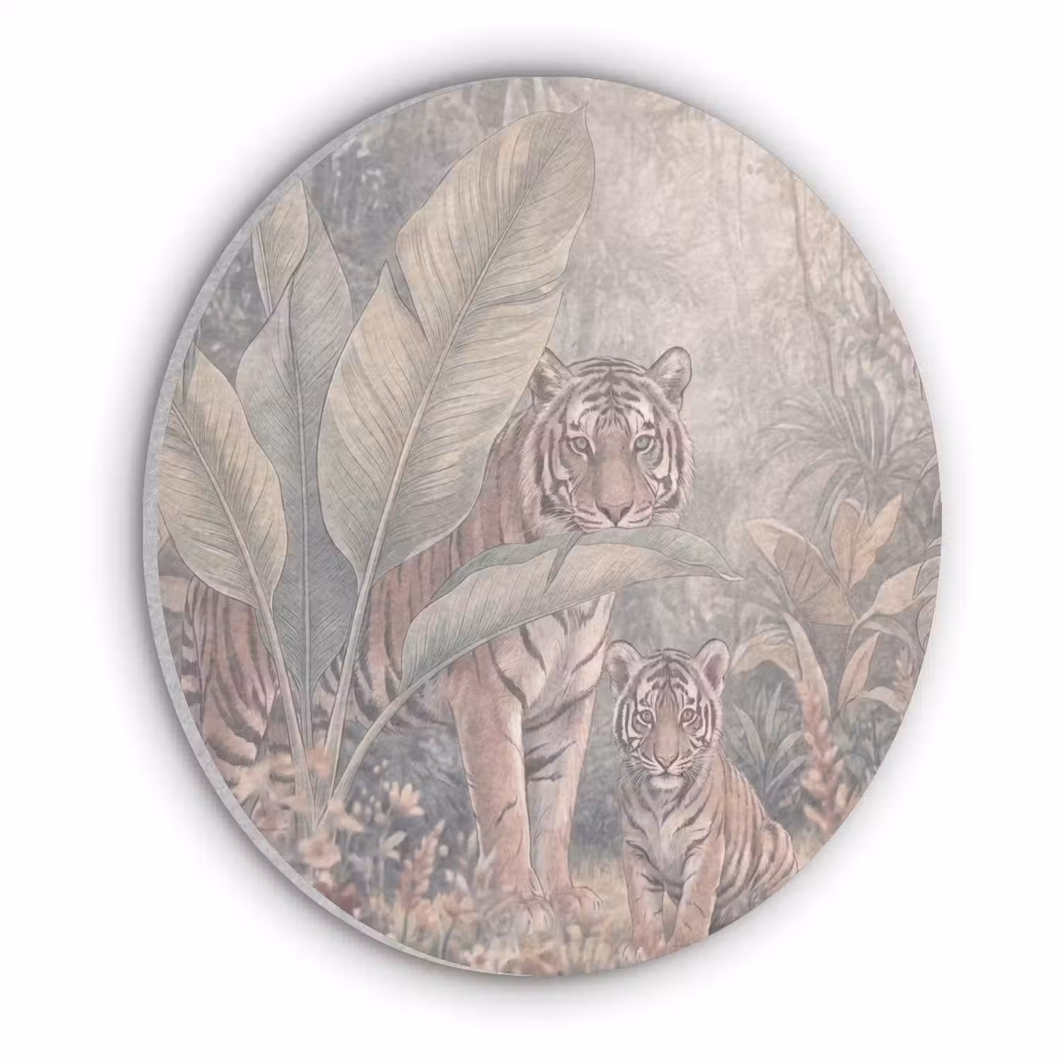 Tijger - Welp - Jungle - Illustratie - Dieren Akoestische PET Vilt - Rond klein -3d