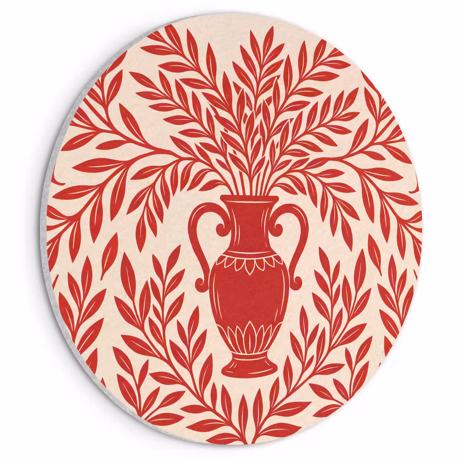 Vaas - Planten - Decoratie - Abstract - Rood Akoestische PET Vilt - Rond klein -3d