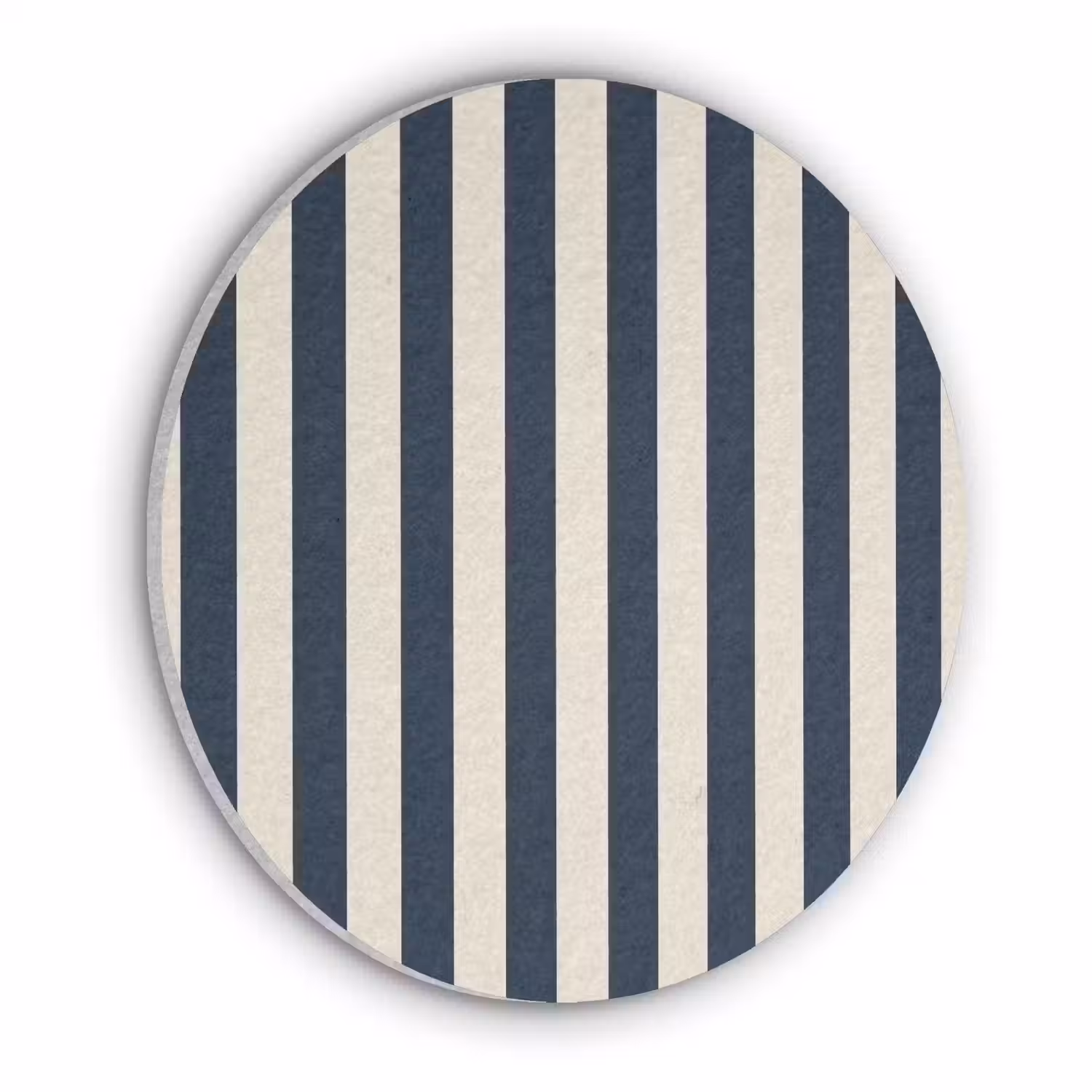 Verticale strepen - Blauw - Crème Akoestische PET Vilt - Rond klein 838 -3d