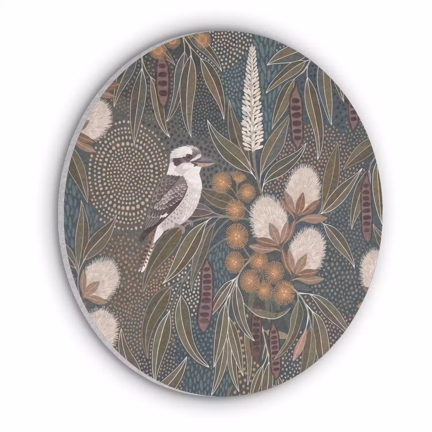 Vogel - Bladeren - Natuur - Illustratie - Groen Akoestische PET Vilt - Rond klein -3d
