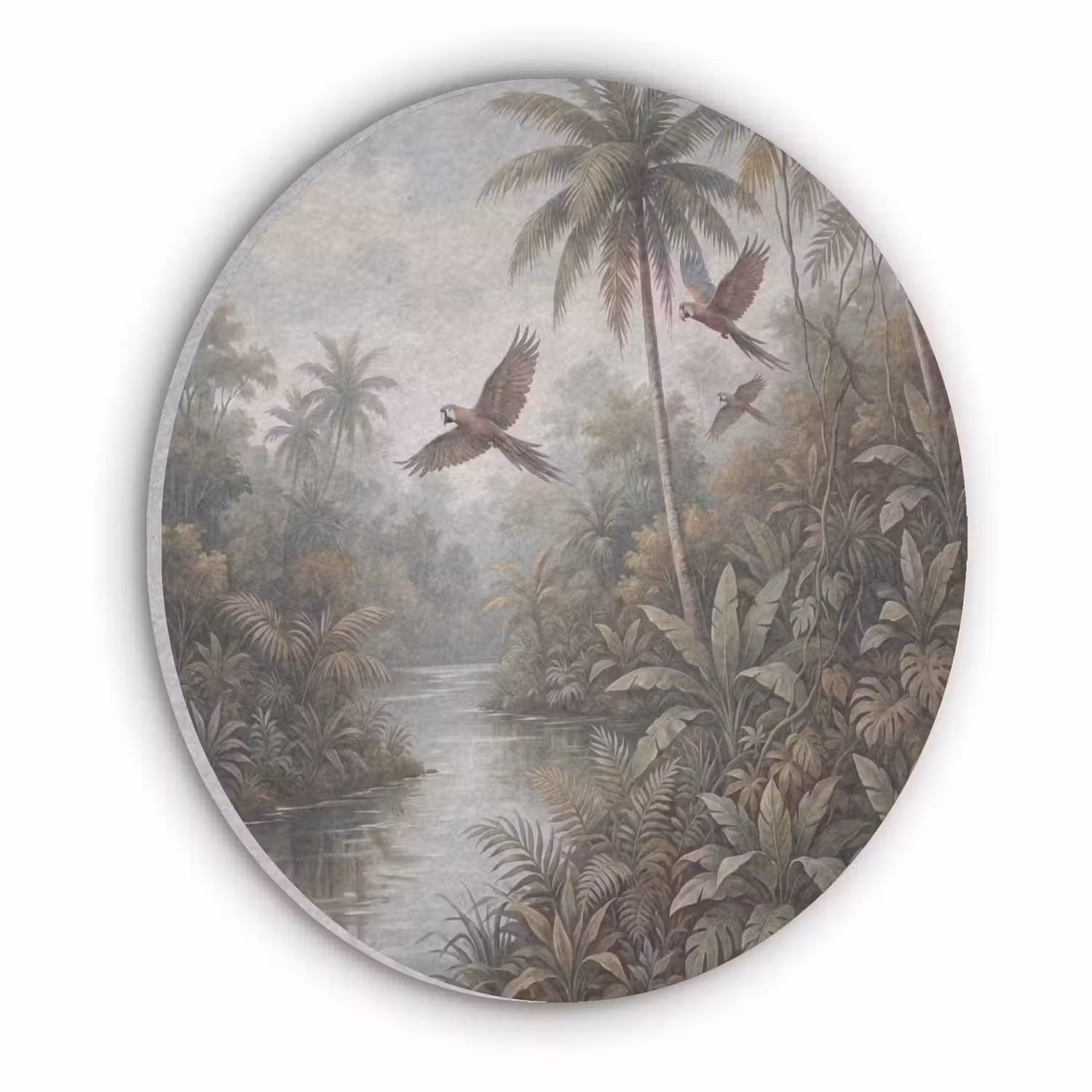 Vogel - Vliegend - Tropisch - Landschap - Klassiek Akoestische PET Vilt - Rond klein -3d
