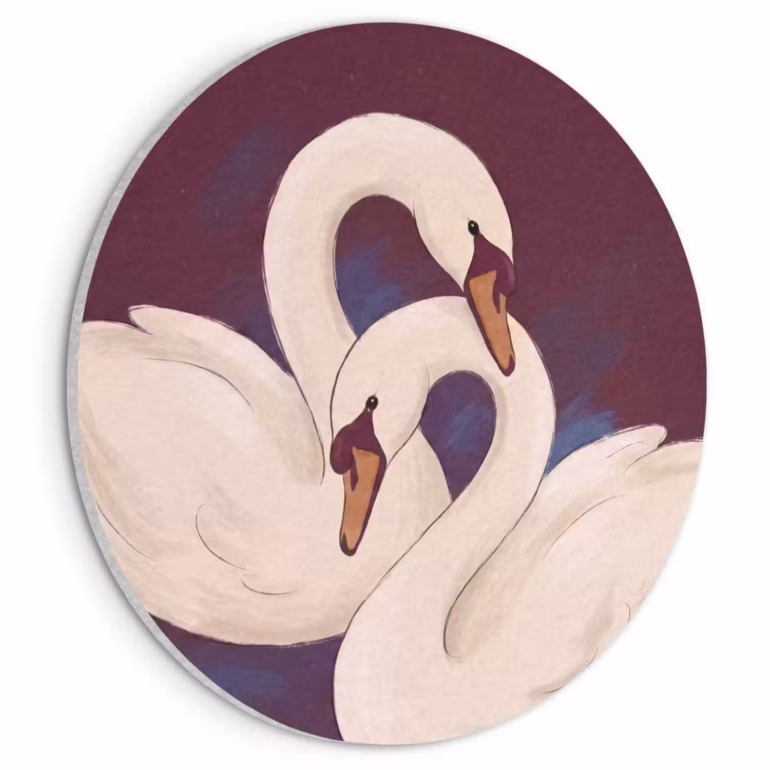 Vogel - Koppel - Liefde - Abstract - Wit Akoestische PET Vilt - Rond klein -3d