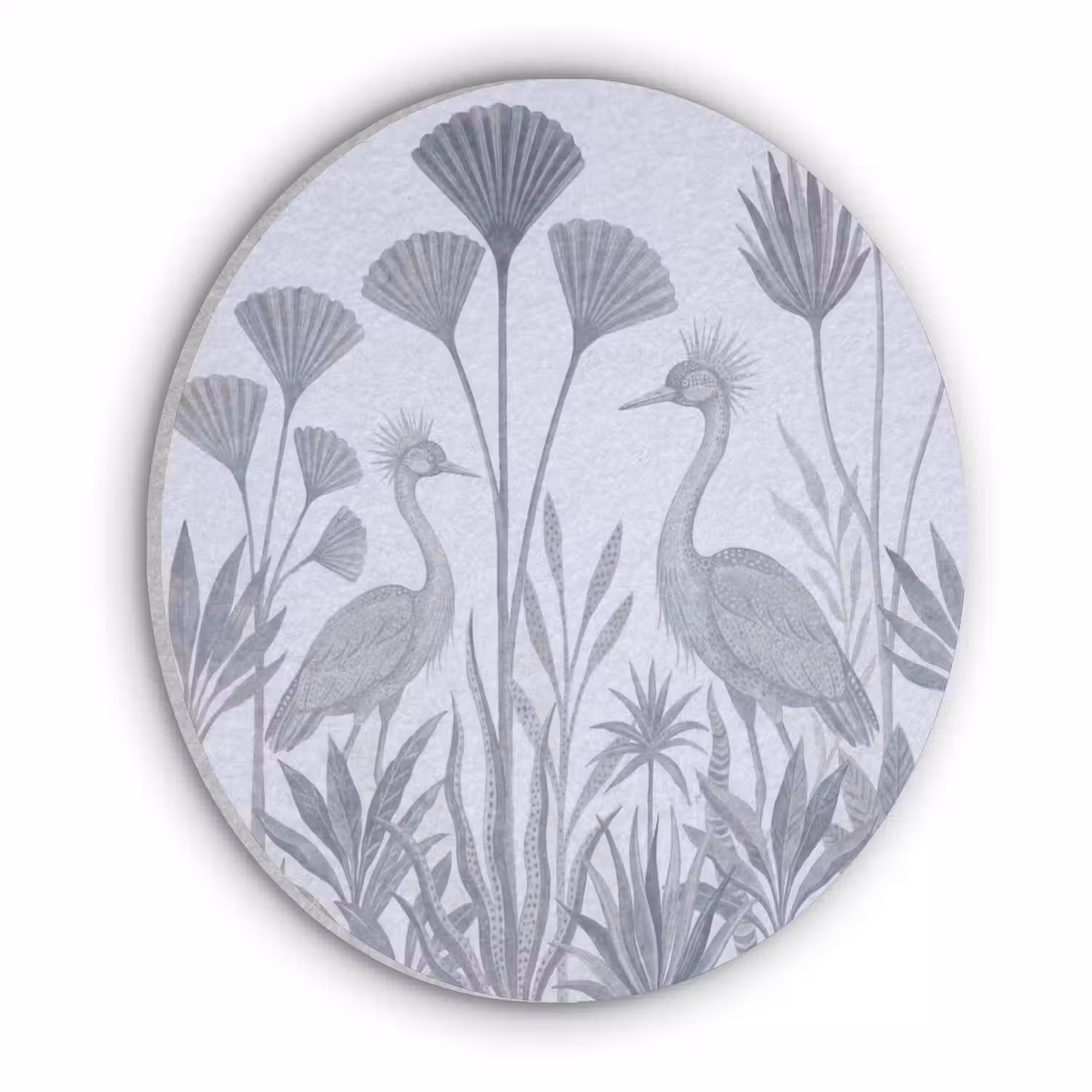 Vogel - Tropisch - Illustratie - Blauwgrijs - Natuur Akoestische PET Vilt - Rond klein -3d