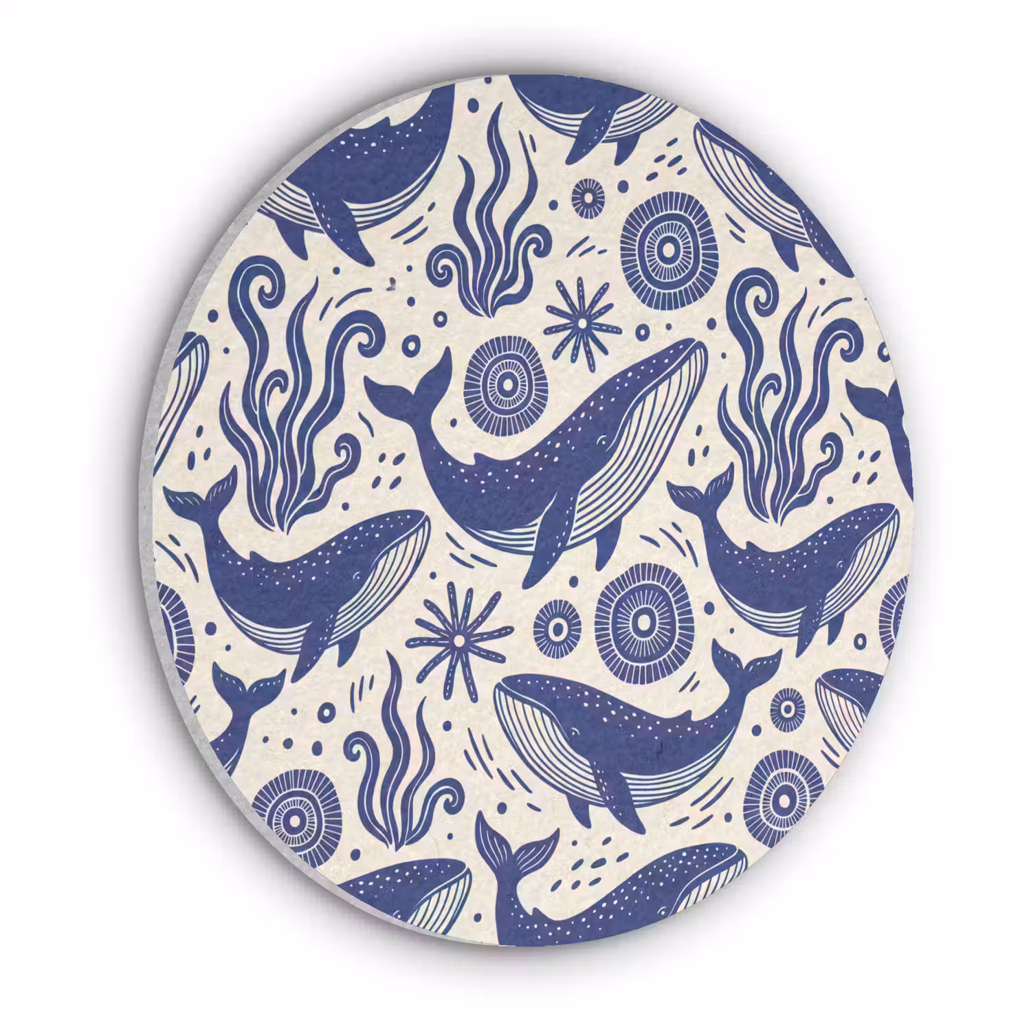 Walvis - Onderwater - Dieren - Abstract - Blauw Akoestische PET Vilt - Rond klein -3d