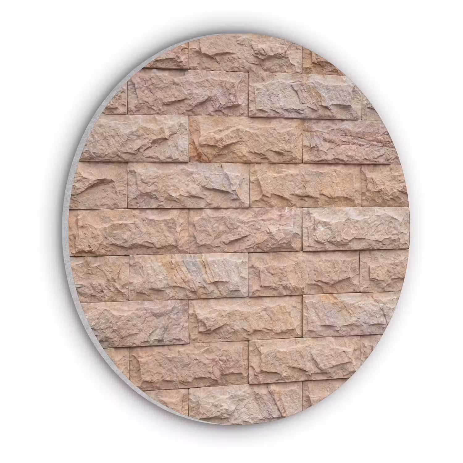 Muur - Steen - Ruw - Textuur - Beige Akoestische PET Vilt - Rond klein -3d