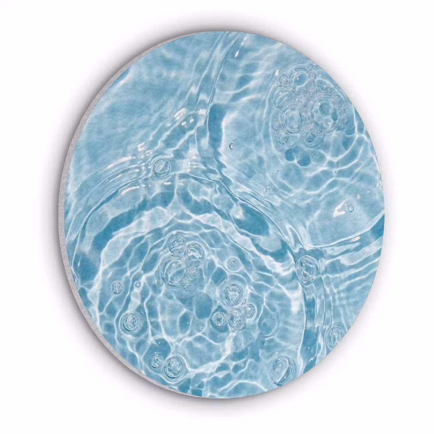 Water - Blauw - bubbels Akoestische PET Vilt - Rond klein -3d
