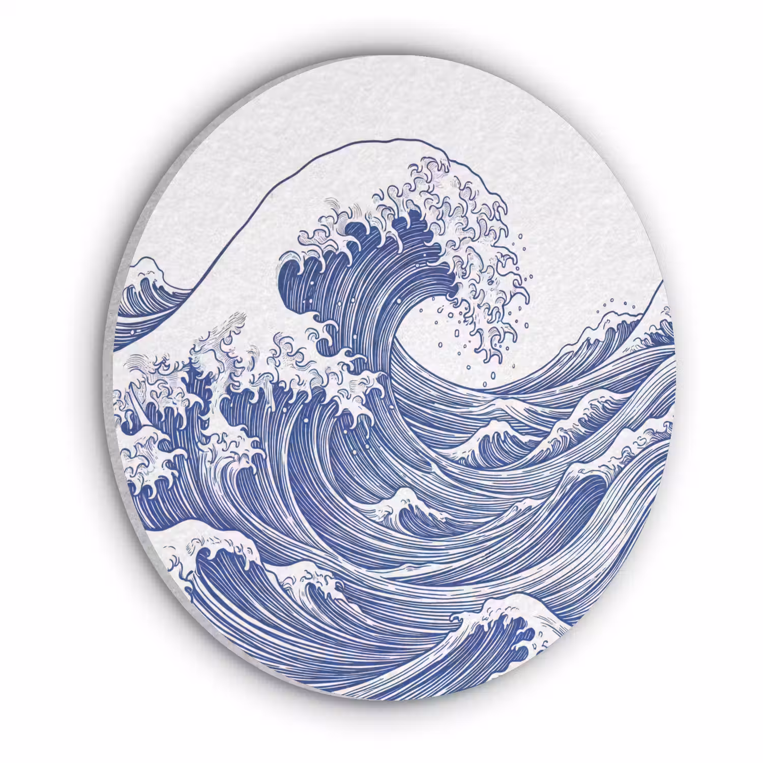 Golf - Japans - Zee - Illustratie - Blauw Akoestische PET Vilt - Rond klein -3d