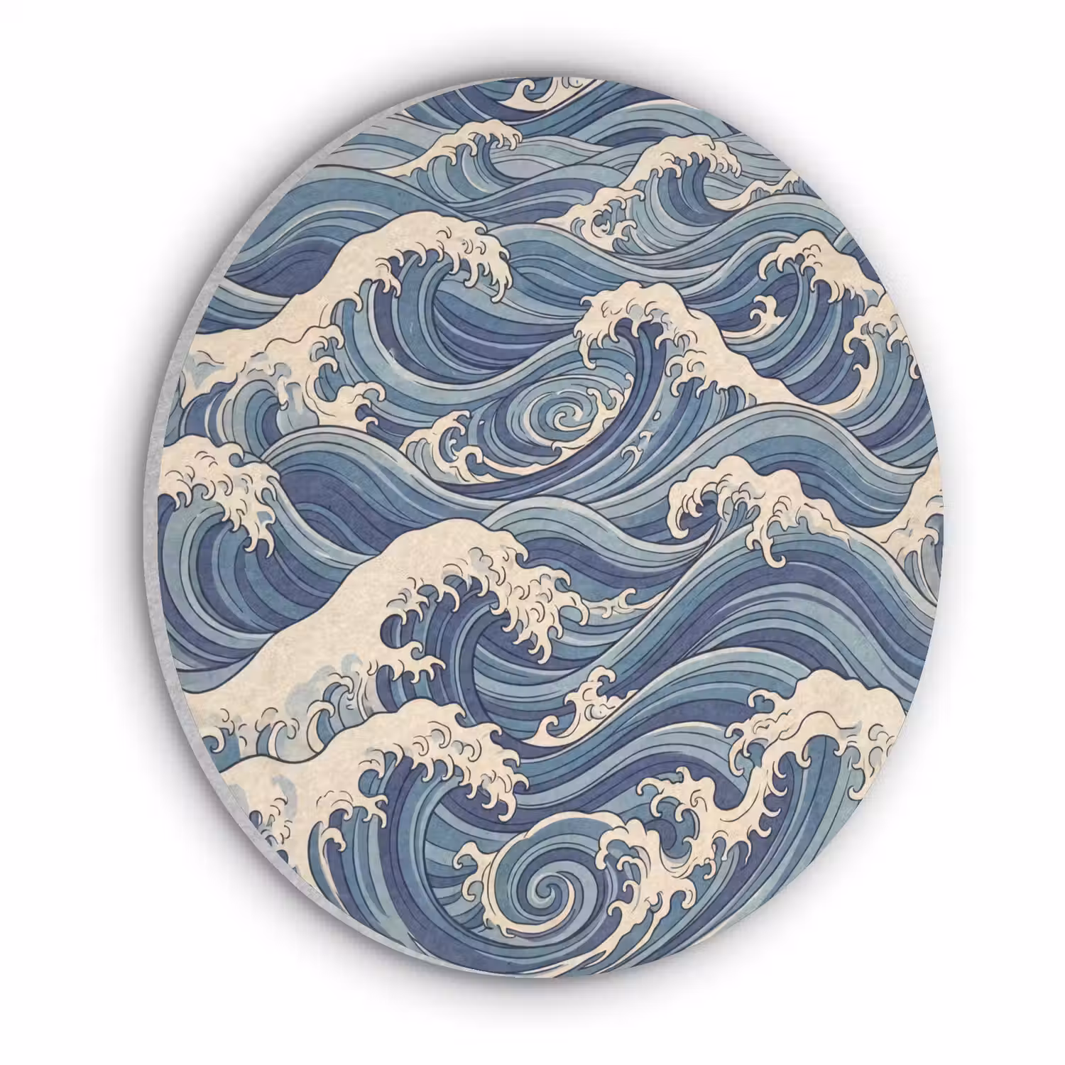 Golven - Zee - Natuur - Abstract - Blauw Akoestische PET Vilt - Rond klein -3d
