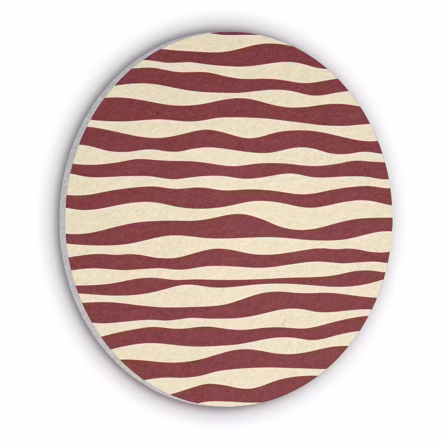 Golven - Rood - Patroon - Crème Akoestische PET Vilt - Rond klein 838 -3d