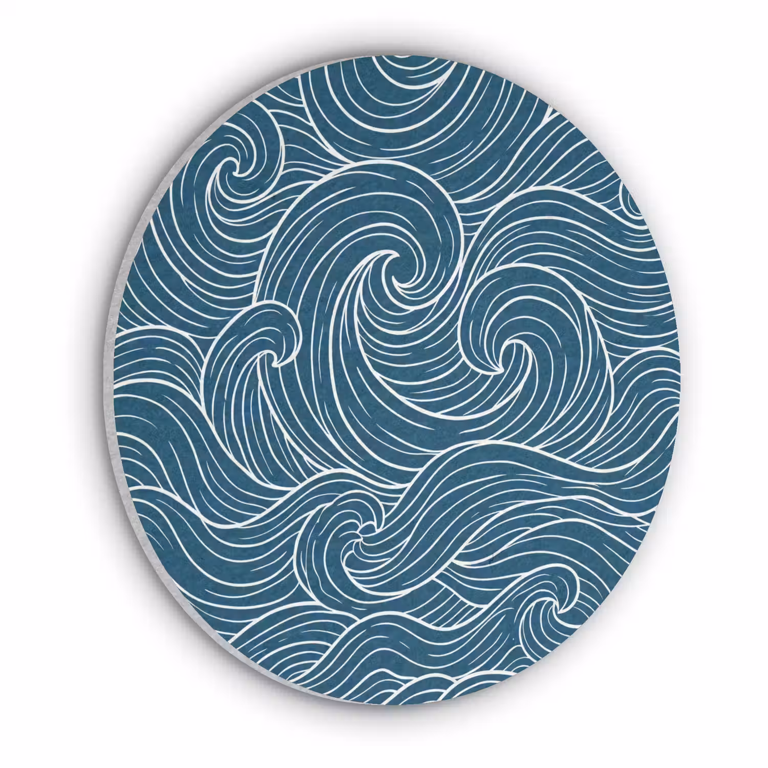 Golven - Spiraal - Water - Abstract - Blauw Akoestische PET Vilt - Rond klein -3d
