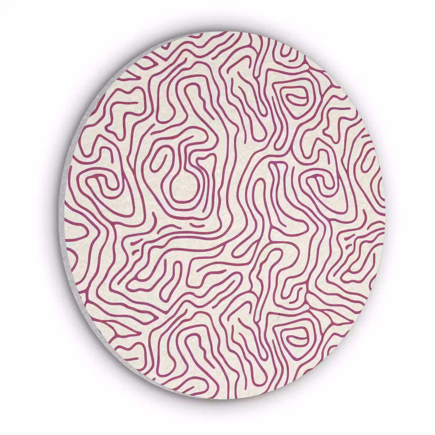 Kronkelende lijn - Magenta - Crème Akoestische PET Vilt - Rond klein 838 -3d