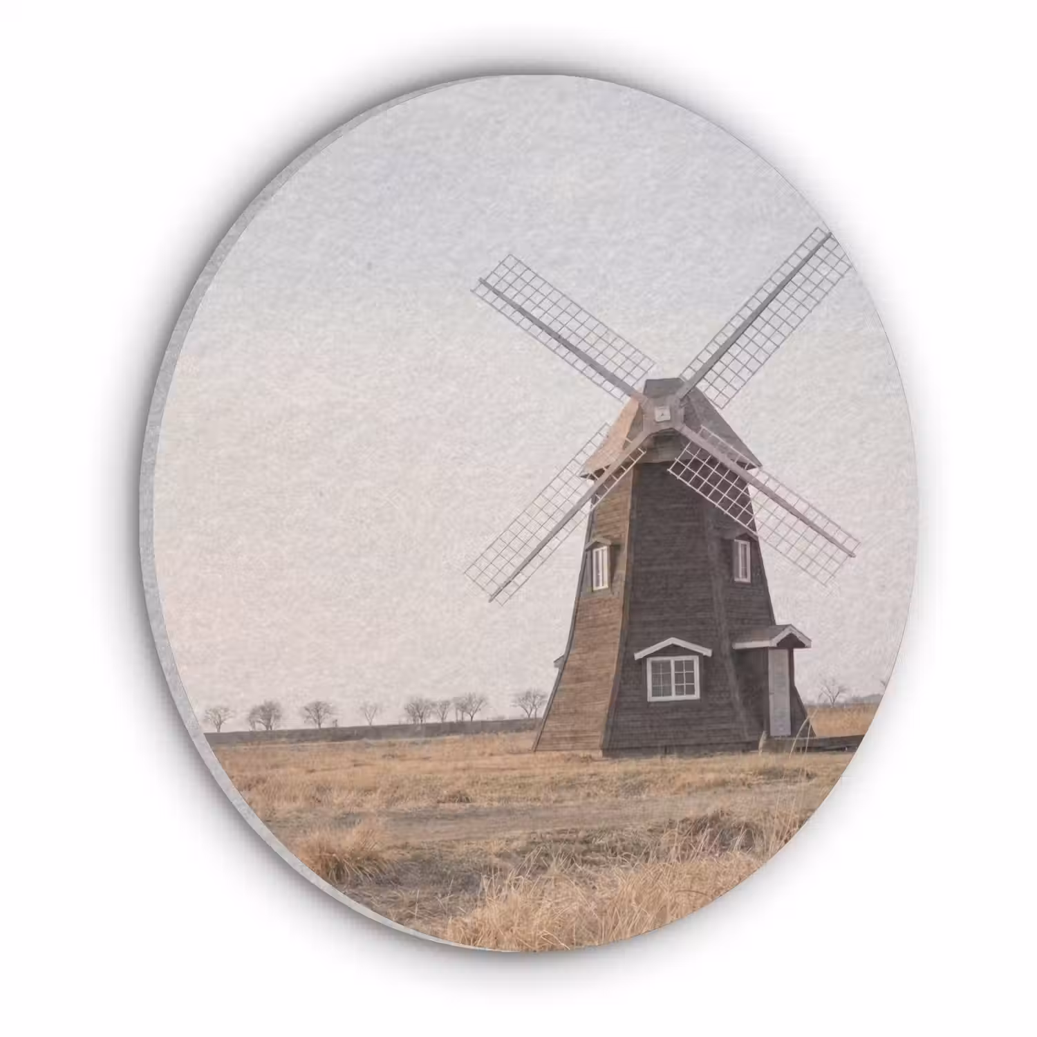 Windmolens - Landschap - Veld Akoestische PET Vilt - Rond klein -3d
