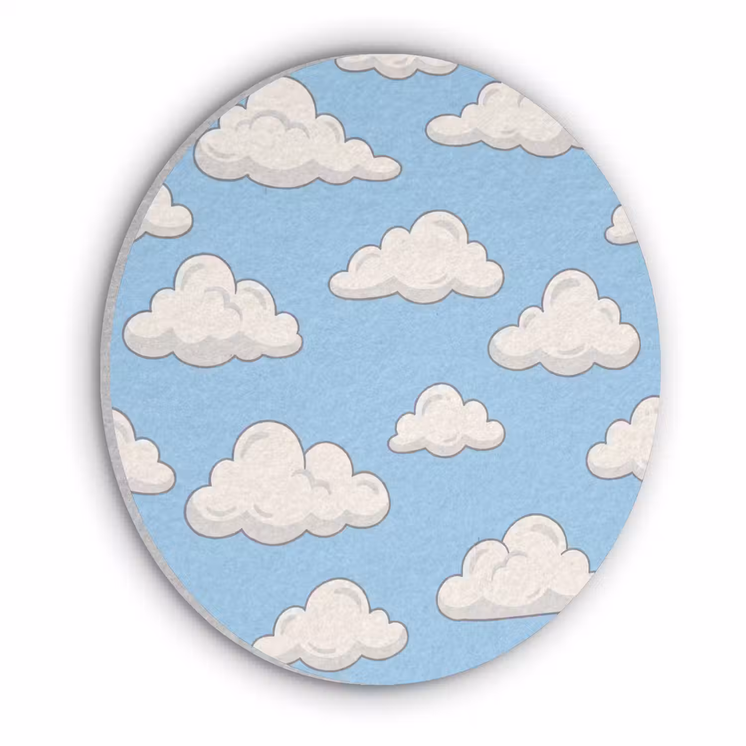 Wolk - Cartoon - Lucht - Blauw - Wit Akoestische PET Vilt - Rond klein -3d