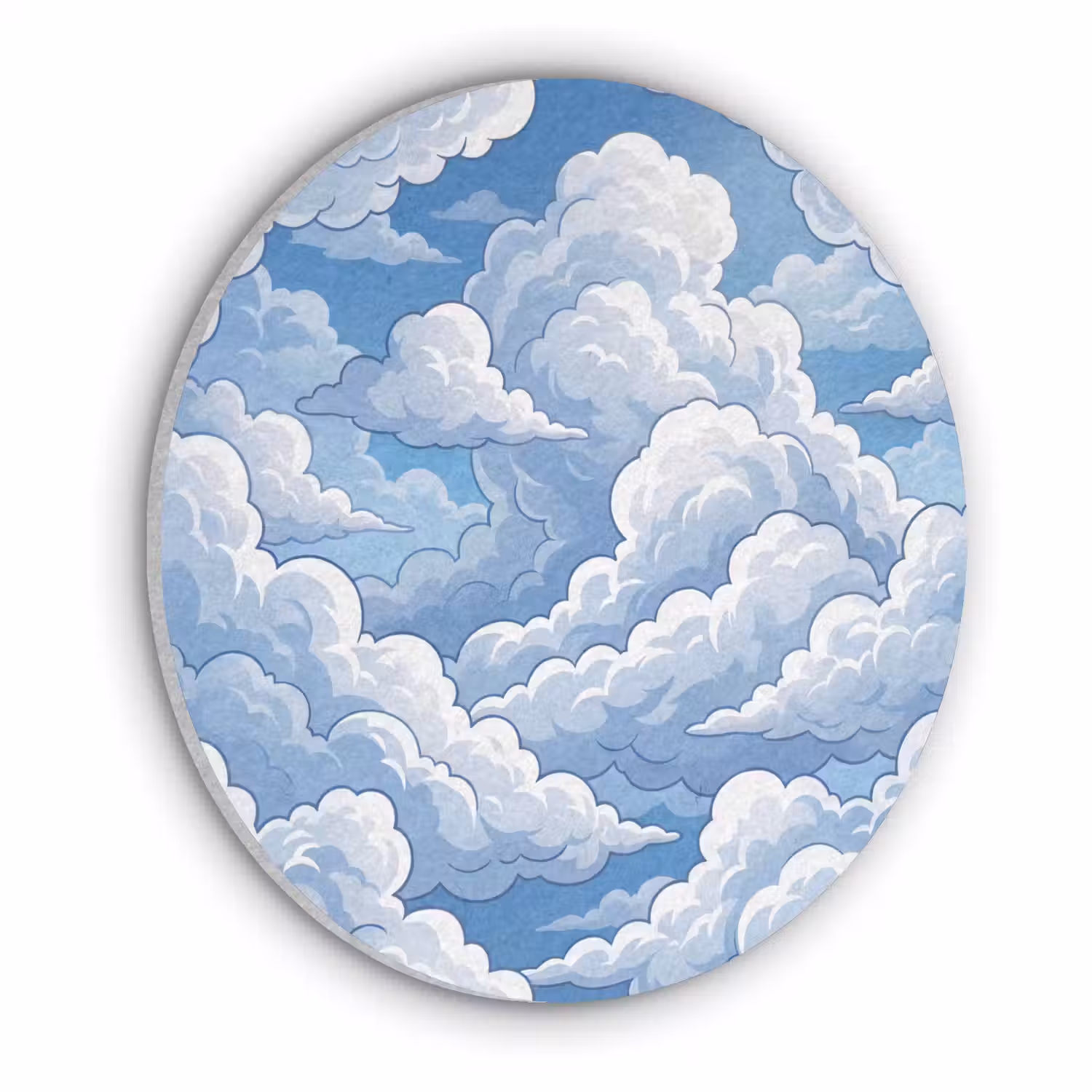 Wolken - Hemel - Abstract - Wit Akoestische PET Vilt - Rond klein -3d