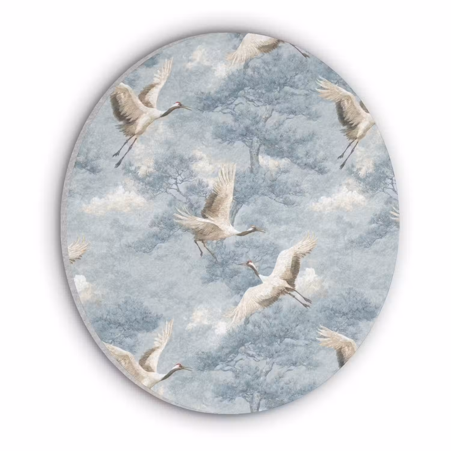 Wolken - Kraanvogels - Blauw Akoestische PET Vilt - Rond klein 838 -3d