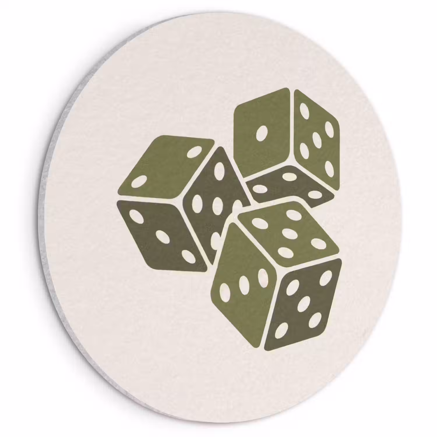 Dobbelsteen - Spel - Groen - Abstract Akoestische PET Vilt - Rond klein -3d