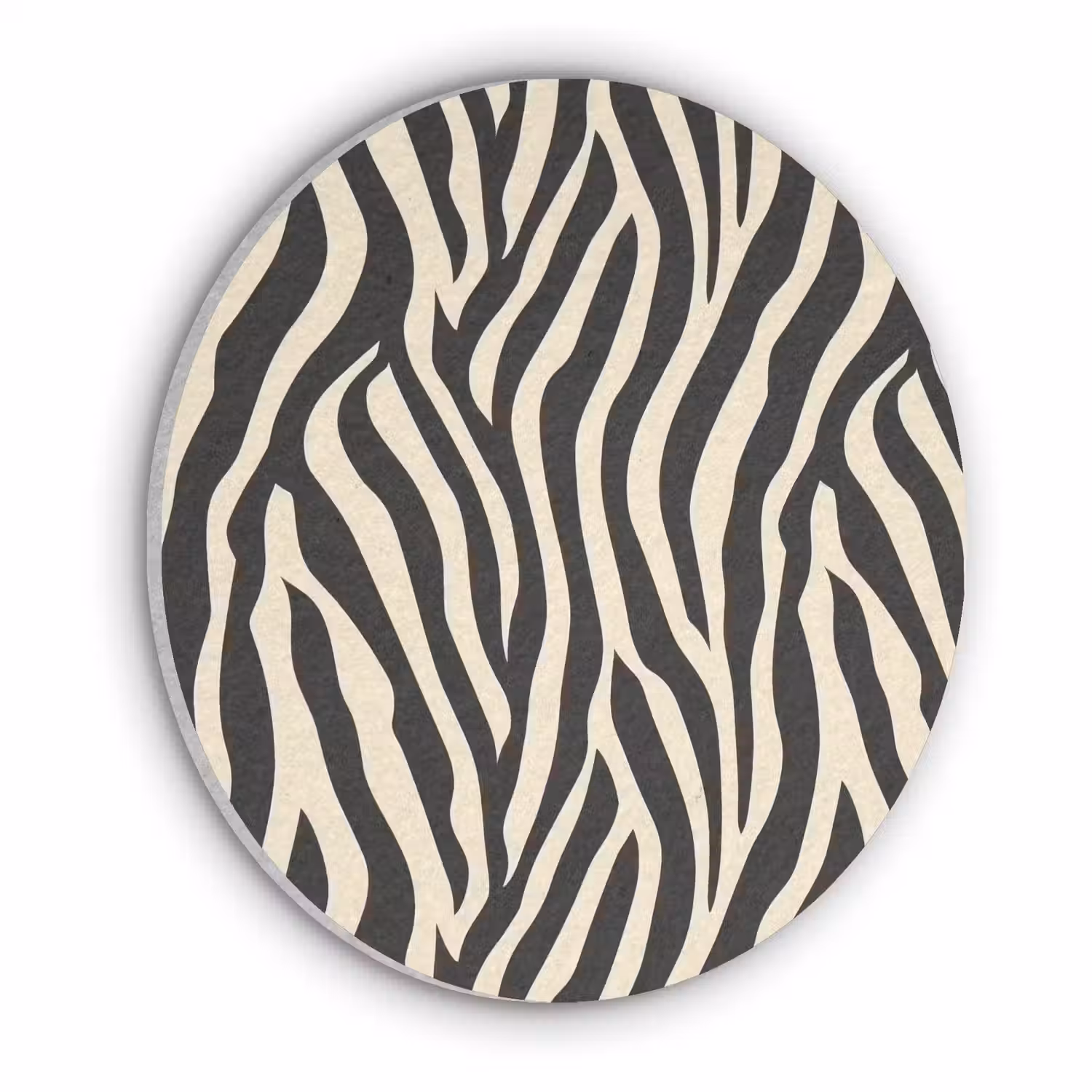Zebra - Print - Klassiek - Zwart Akoestische PET Vilt - Rond klein 838 -3d