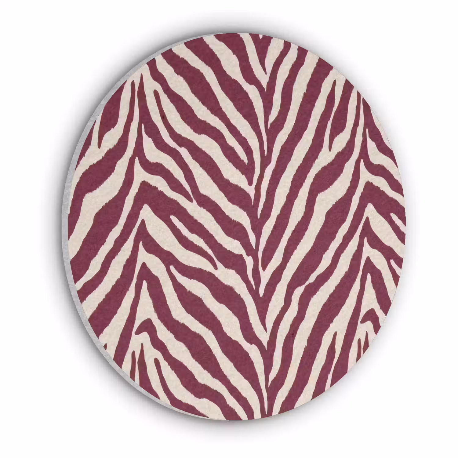 Zebra - Motief - Bordeaux - Rood Akoestische PET Vilt - Rond klein 838 -3d