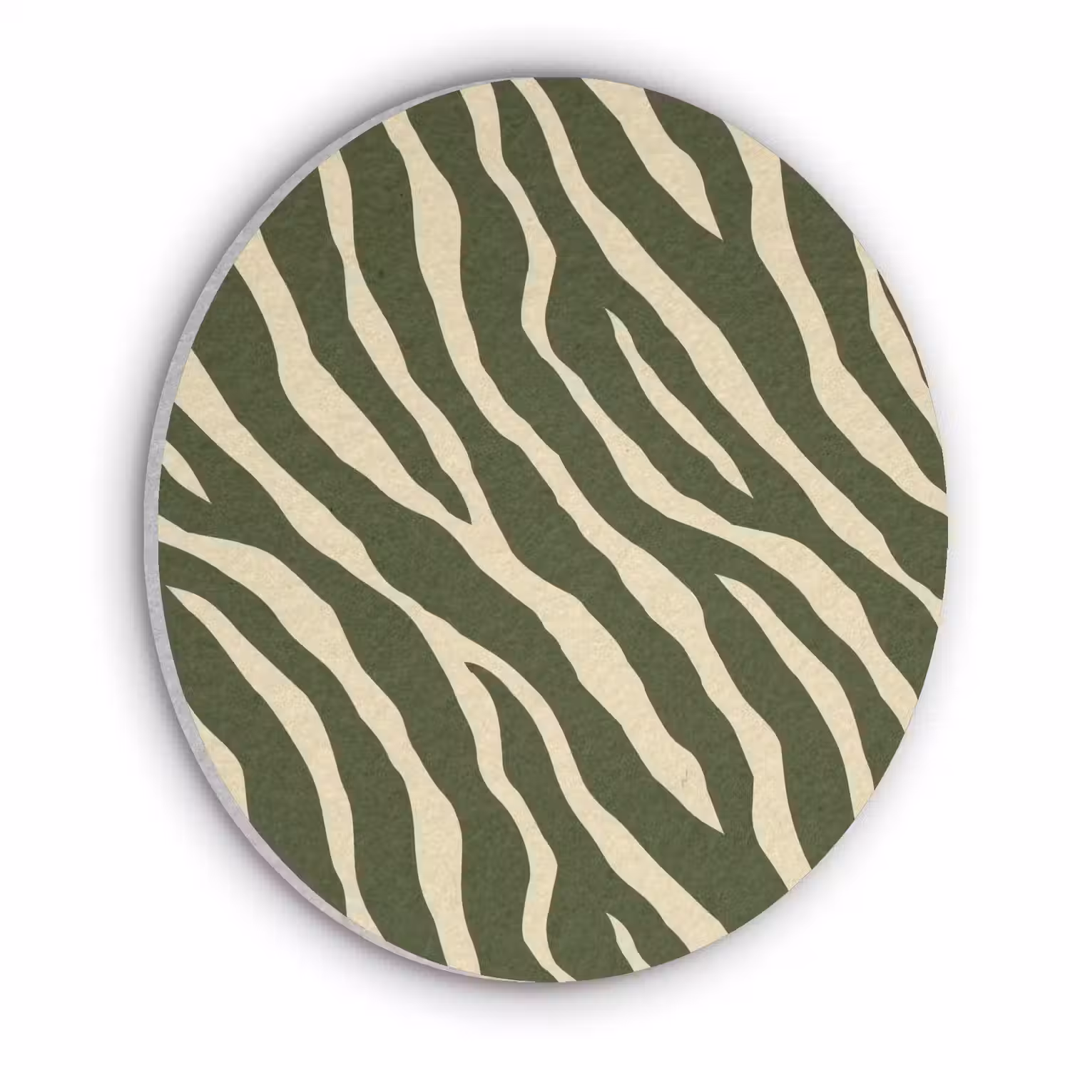 Zebra - Patroon - Groen Akoestische PET Vilt - Rond klein 838 -3d