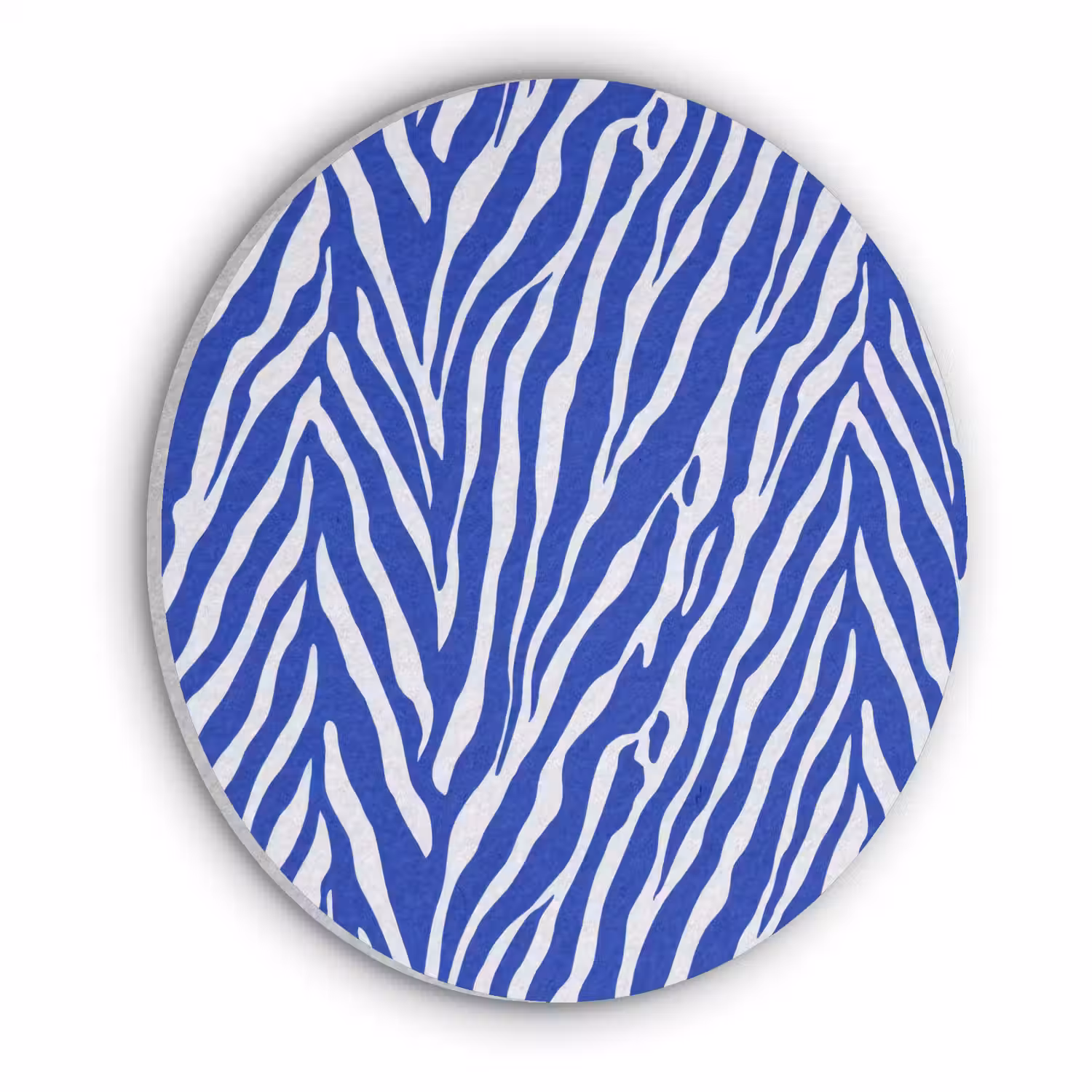 Zebra - Patroon - Kobalt - Blauw Akoestische PET Vilt - Rond klein 838 -3d