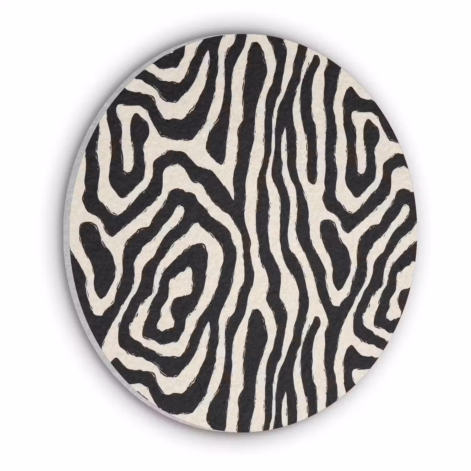 Zebra - Zwart - Abstract Akoestische PET Vilt - Rond klein 838 -3d