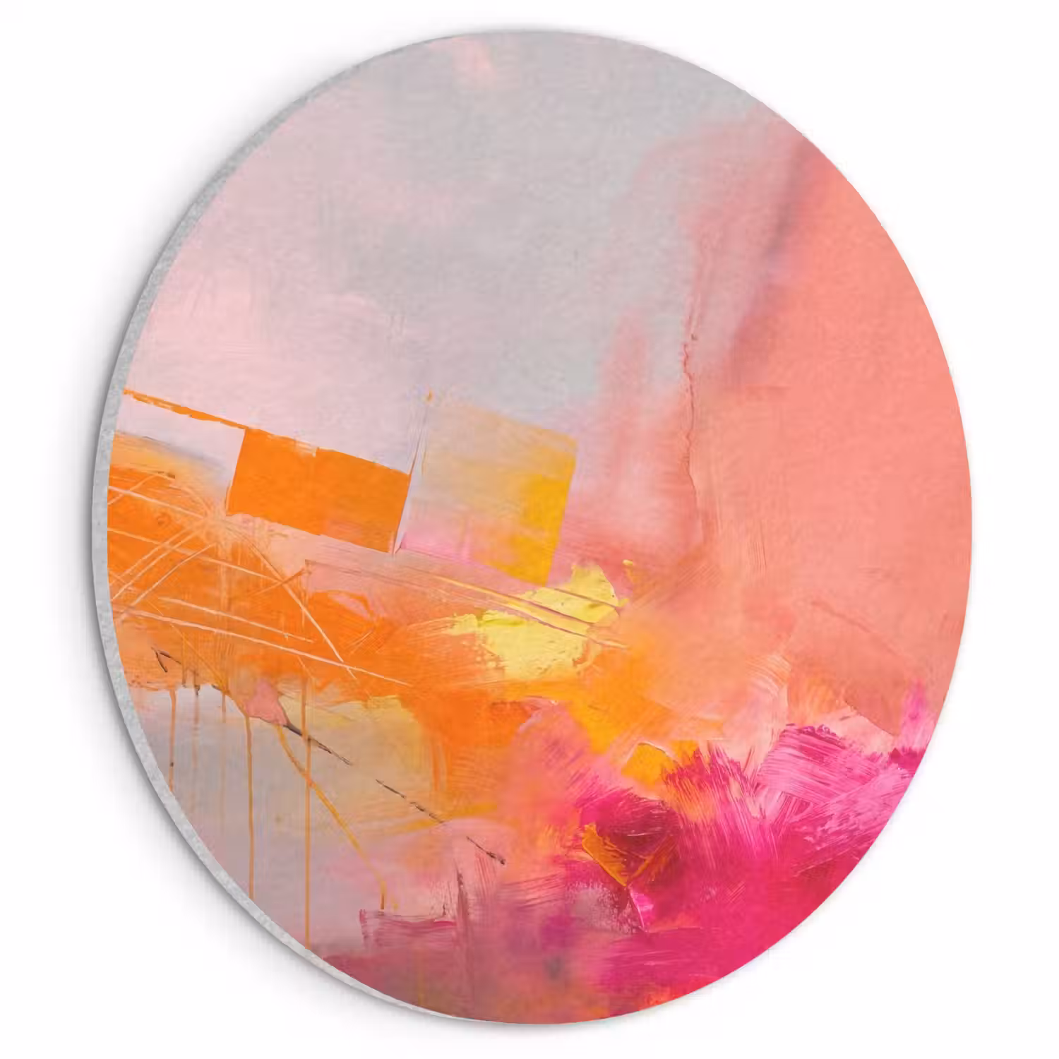 Abstract - Kleurrijk - Modern - Roze Akoestische PET Vilt - Rond klein -3d