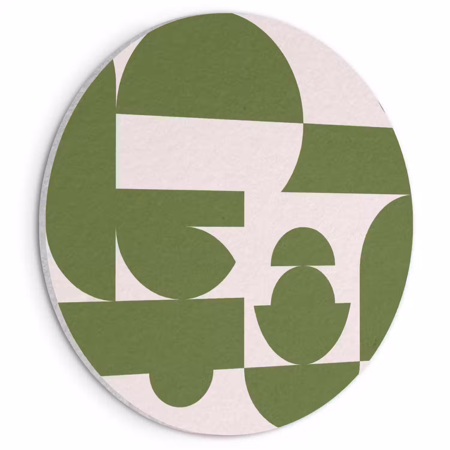 Abstract - Geometrie - Modern - Groen - Wit Akoestische PET Vilt - Rond klein -3d