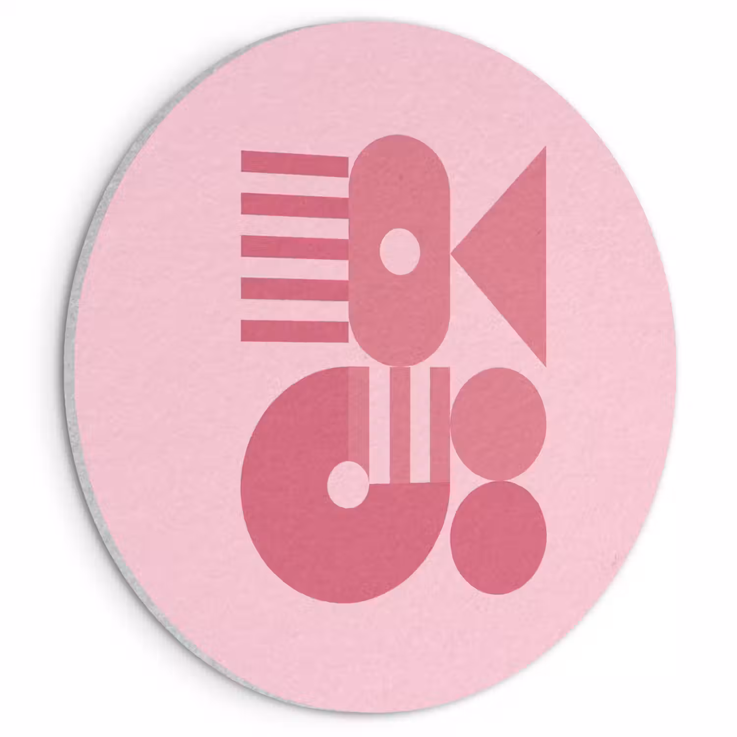 Abstract - Geometrisch - Vormen - Roze Akoestische PET Vilt - Rond klein -3d