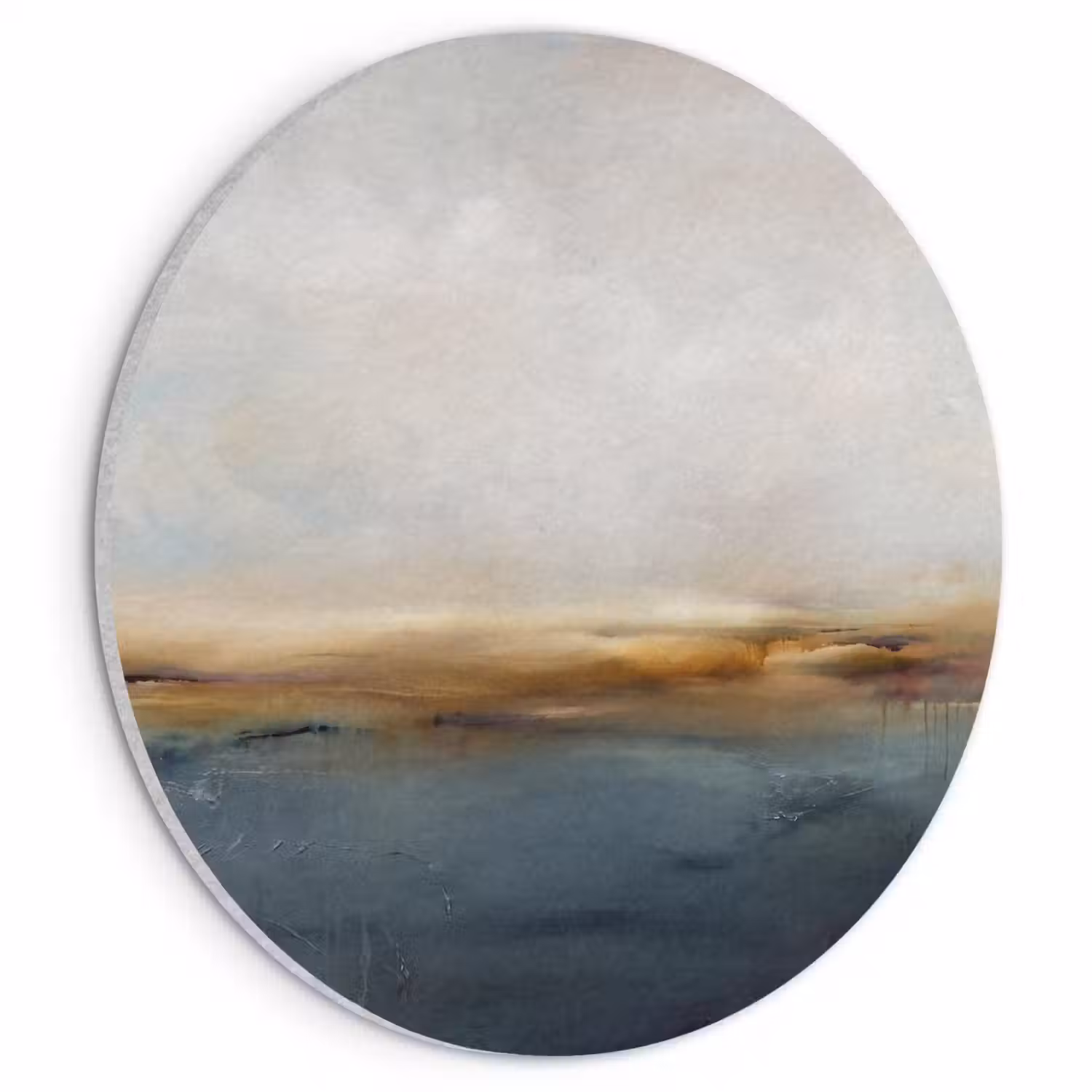 Abstract - Horizon - Water - Modern - Beige Akoestische PET Vilt - Rond klein -3d