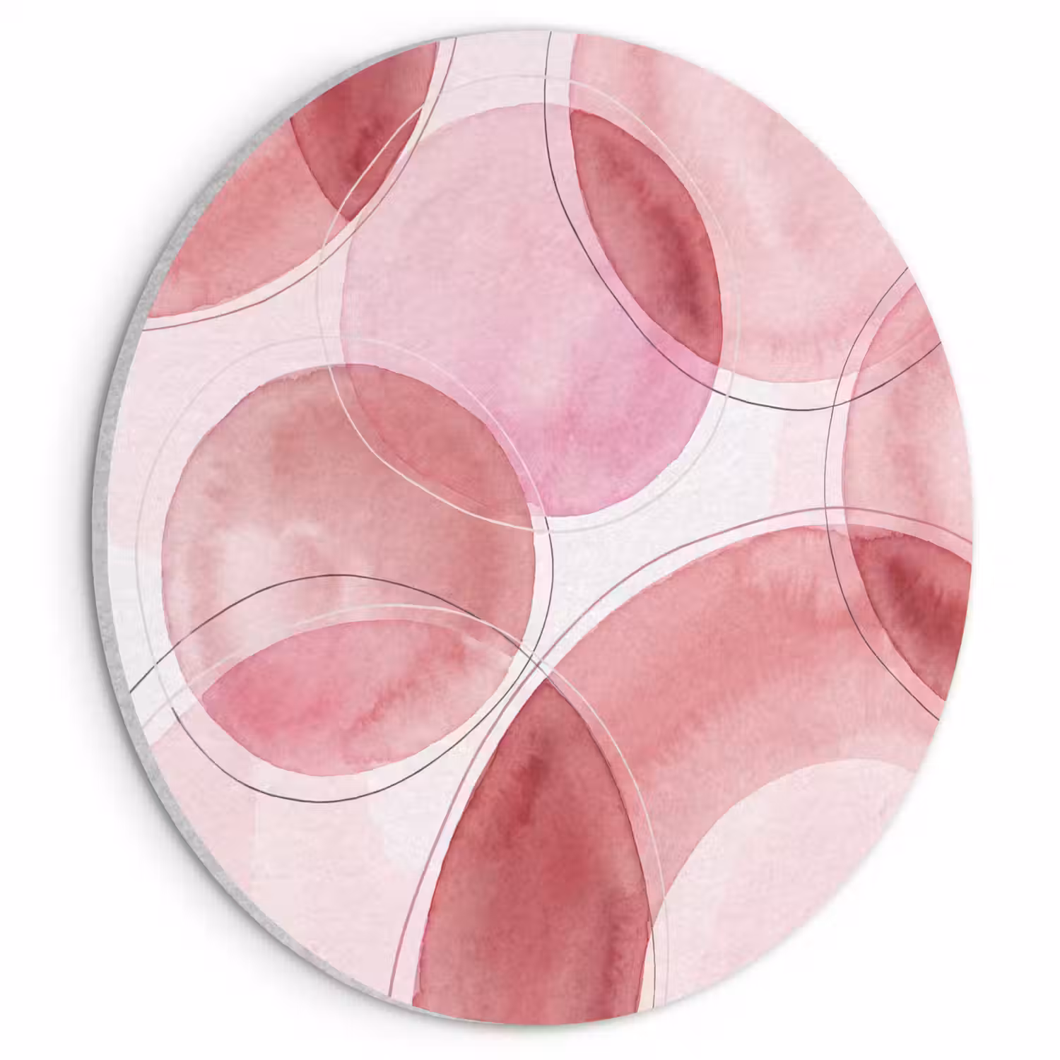 Abstract - Cirkels - Modern - Roze - Kunst Akoestische PET Vilt - Rond klein -3d
