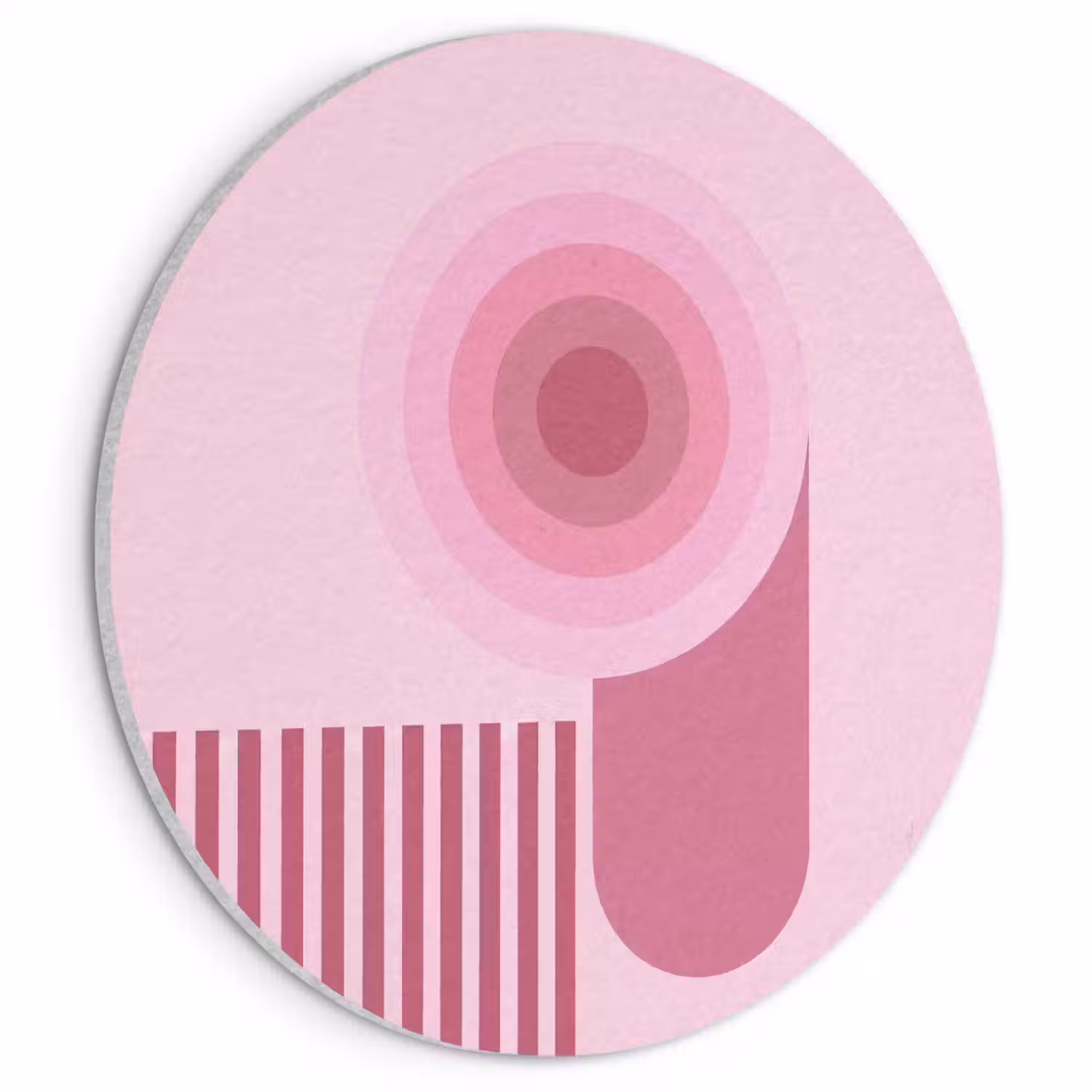 Abstract - Cirkels - Strepen - Modern - Roze Akoestische PET Vilt - Rond klein -3d