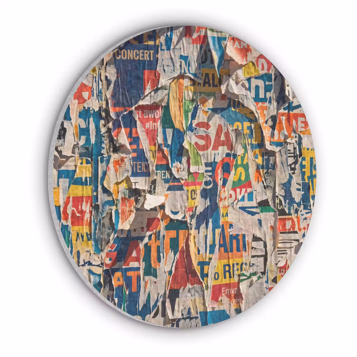 Abstract - Gelaagd papier - Urban - Modern - Kleurrijk Akoestische PET Vilt - Rond klein -3d