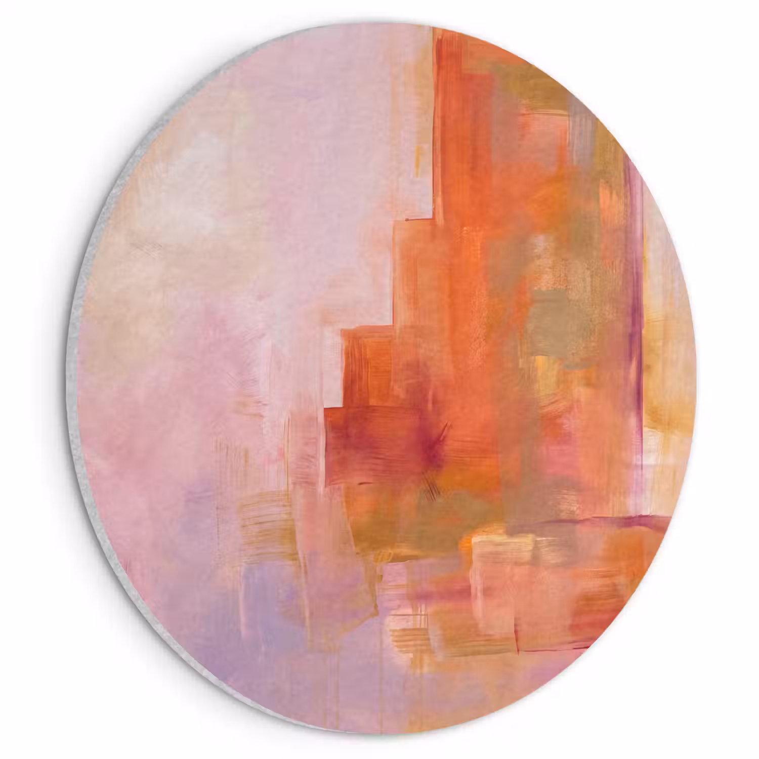Abstract - Borstelstreken - Kunst - Paars - Goud Akoestische PET Vilt - Rond klein -3d