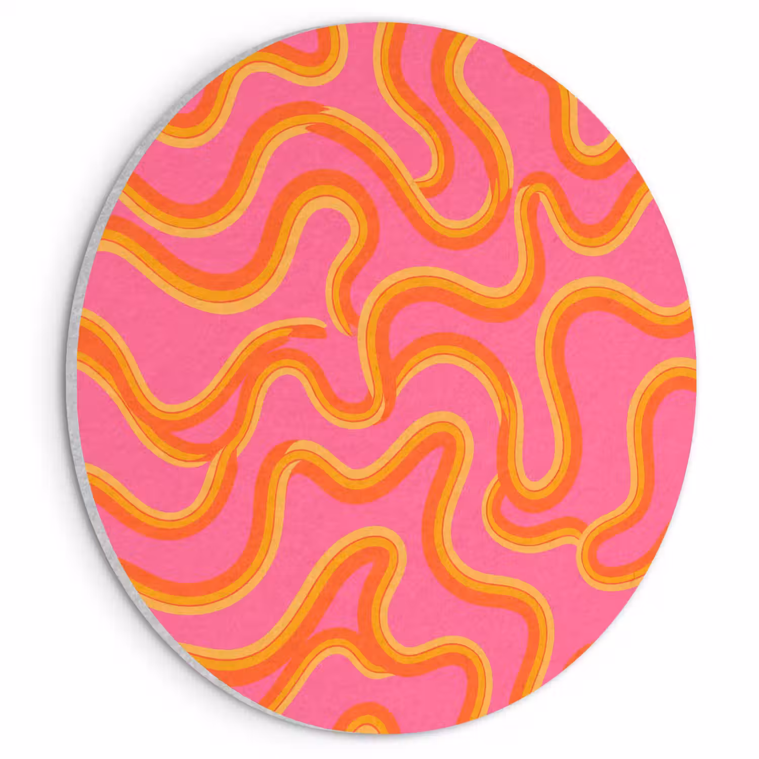 Abstract - Golvende lijnen - Modern - Kleurrijk Akoestische PET Vilt - Rond klein -3d