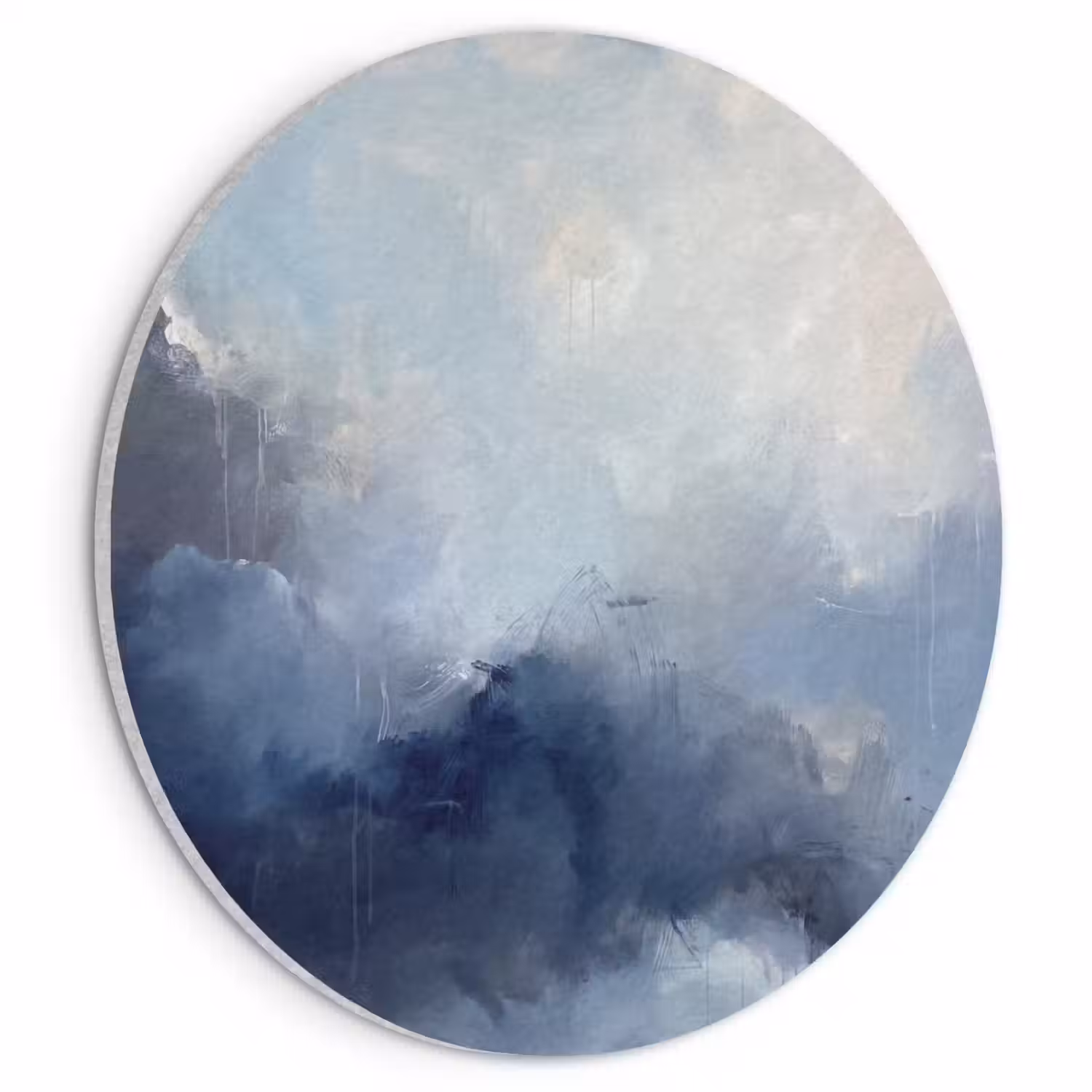 Abstract - Wolken - Modern - Blauw - Kunst Akoestische PET Vilt - Rond klein -3d