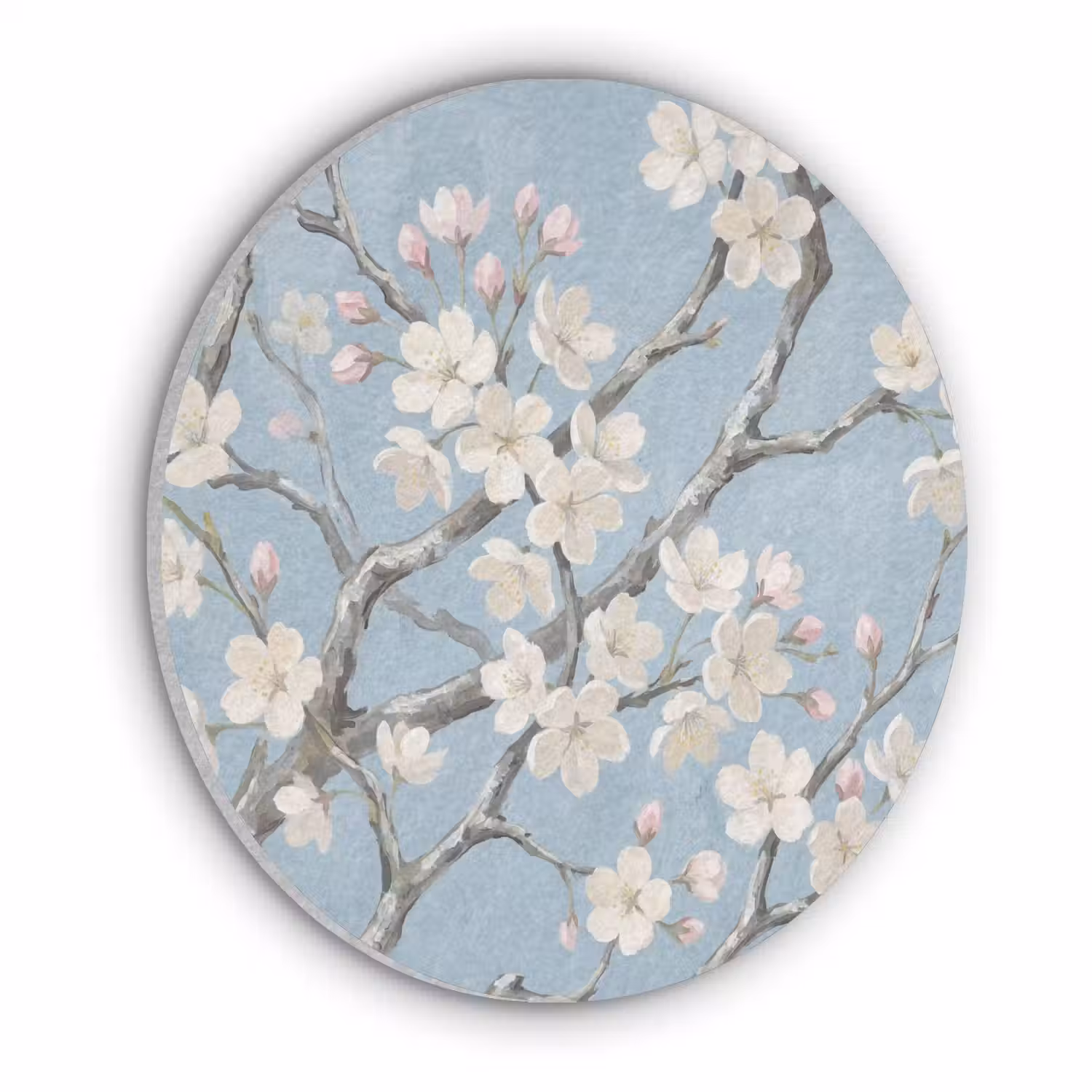 Takken - Kersenbloesem - Blauw Akoestische PET Vilt - Rond klein -3d