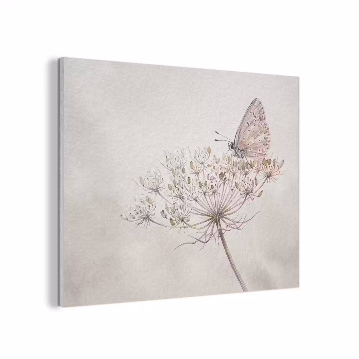 Vlinder - Bloem -Natuur - Beige PET vilt klein -3d