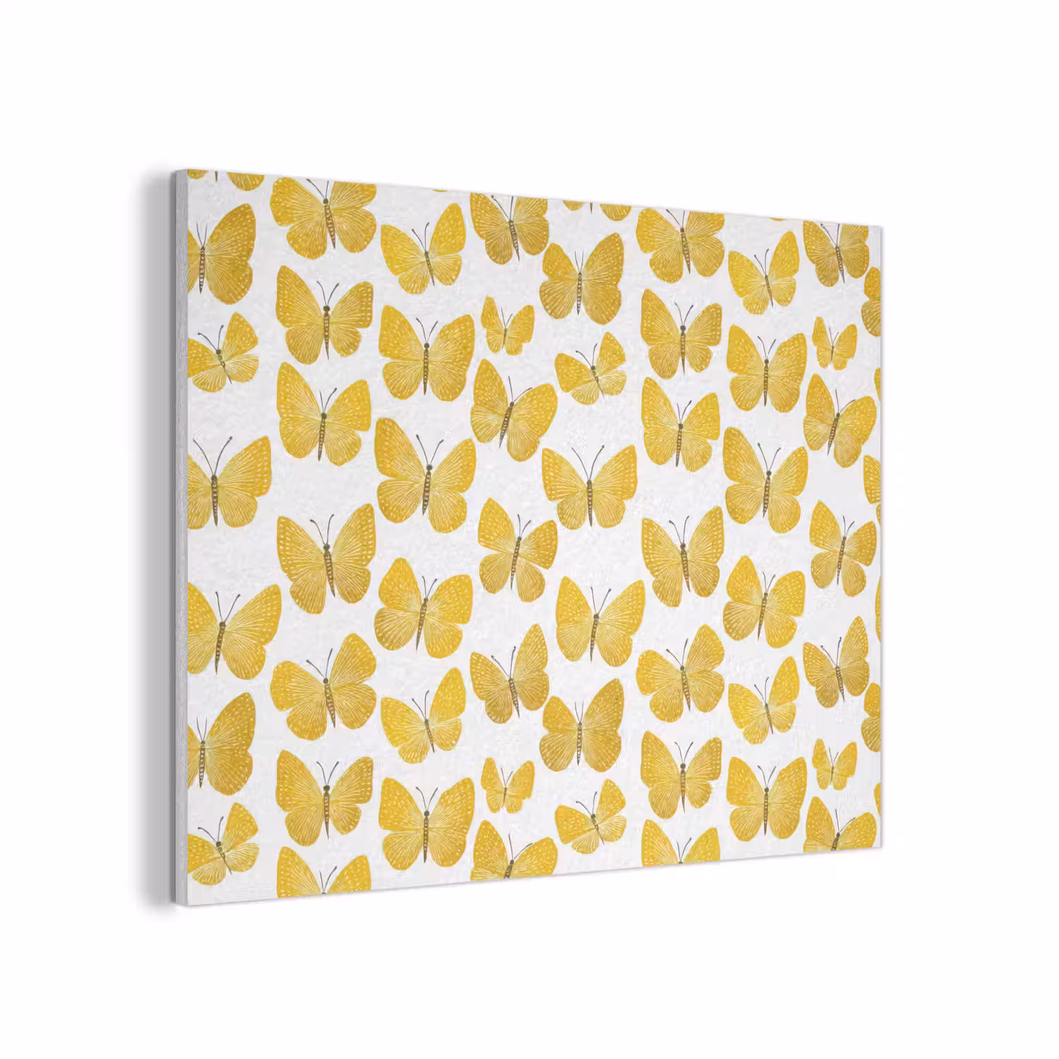 Vlinders - Botanisch - Illustratie - Geel - Wit PET vilt klein 837 -3d