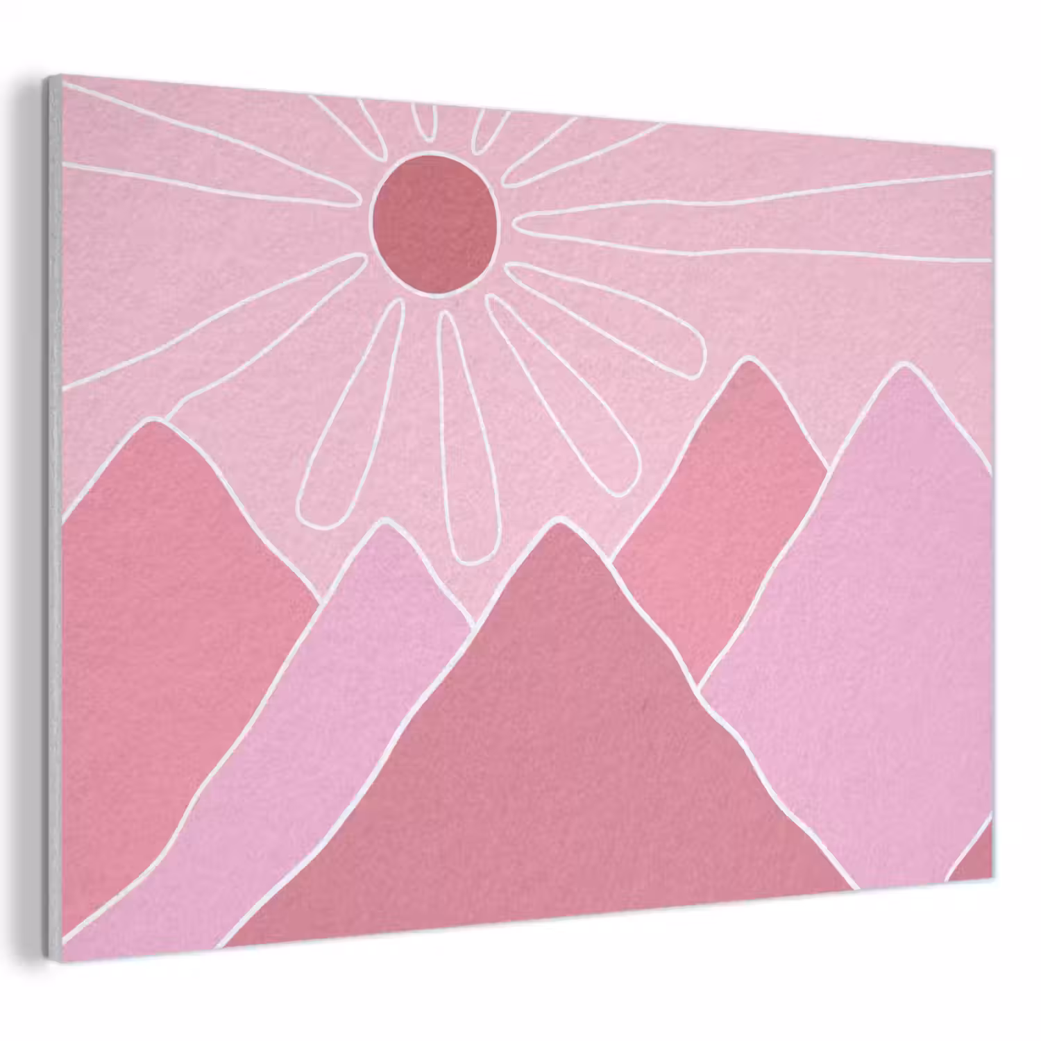 Zon - Bergen - Natuur - Abstract - Roze PET vilt klein -3d