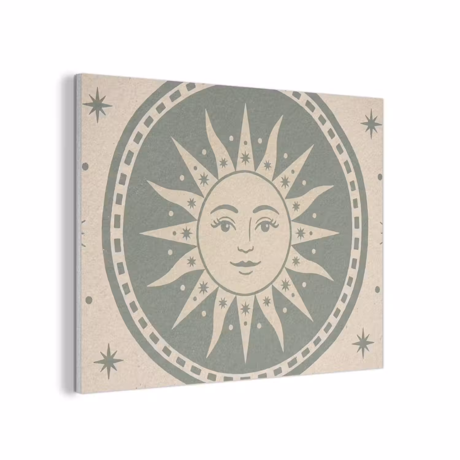 Zon - Sterren - Astrologie - Vintage - Groen PET vilt klein -3d